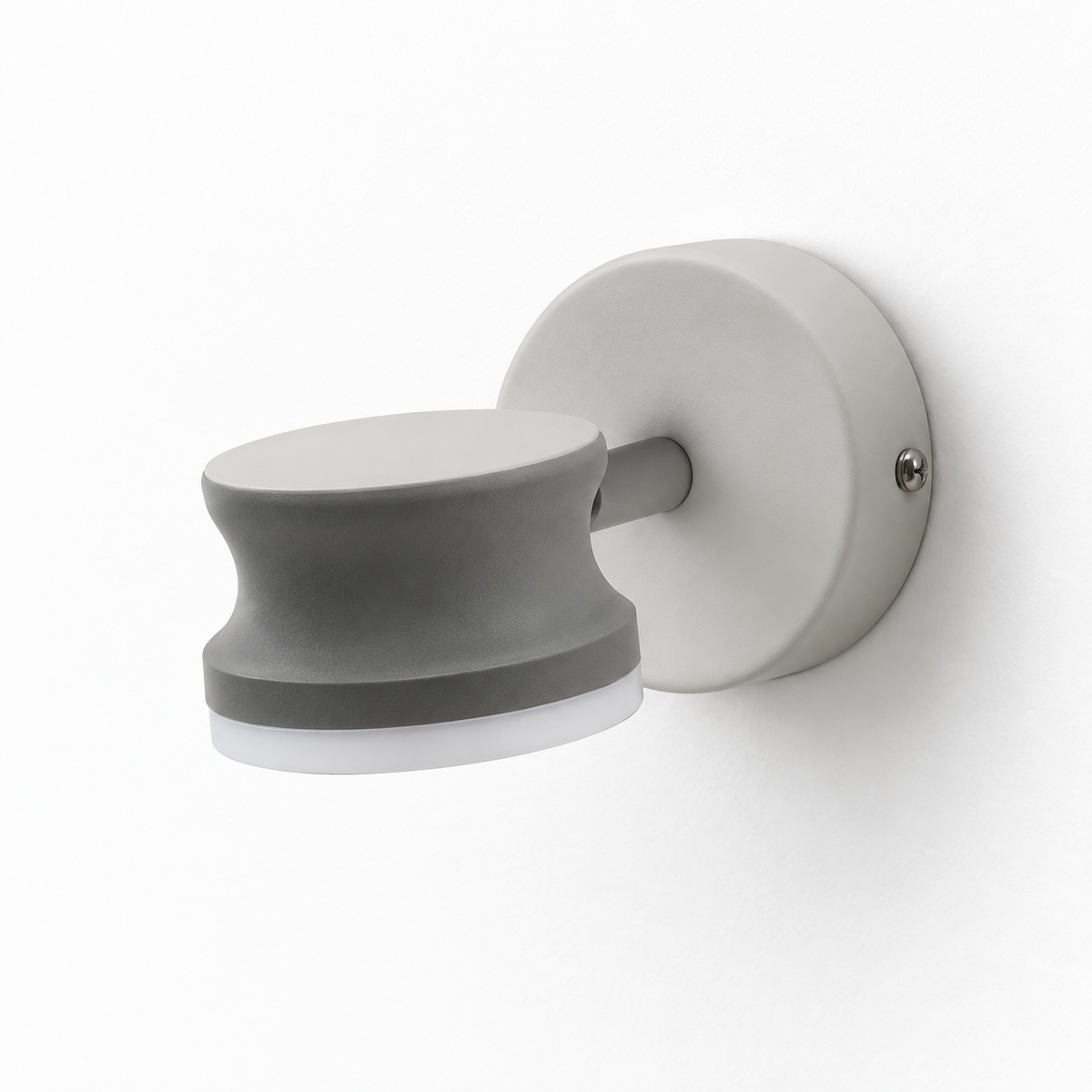 Halo rim spool wall light, switched off on a white studio background.