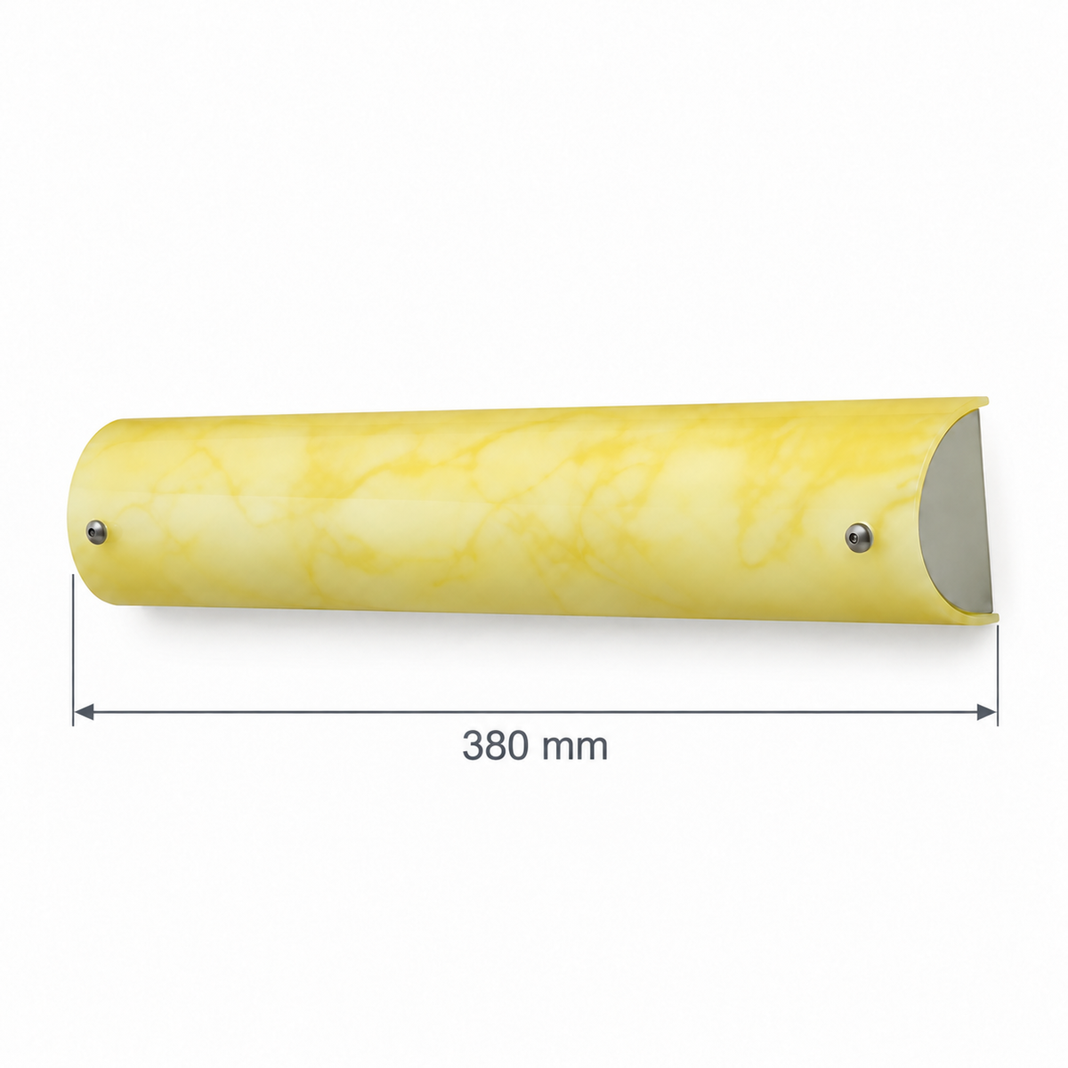 Cream Curved 2-Lamp Picture Light, 380 mm dimension view showing overall horizontal length 380 mm