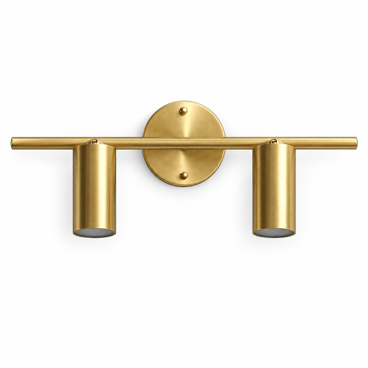 Gold-Toned Twin Cylinder Picture Light, 320 mm with the light off on a white background