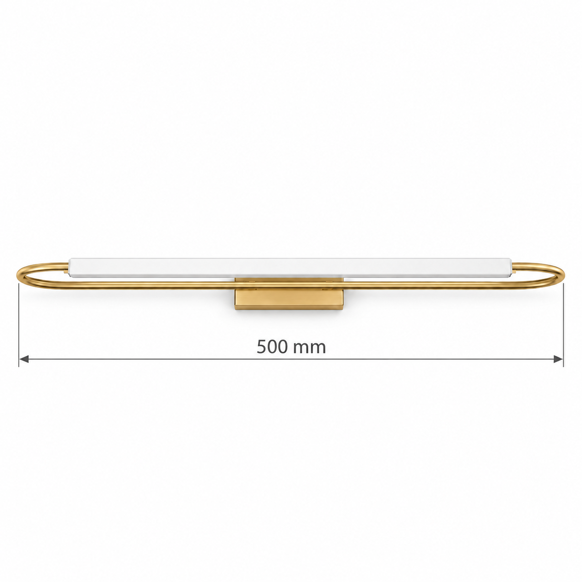 Gold-Toned Slim Oval-Loop Picture Light, 500 mm dimension view showing overall outer-loop length 500 mm