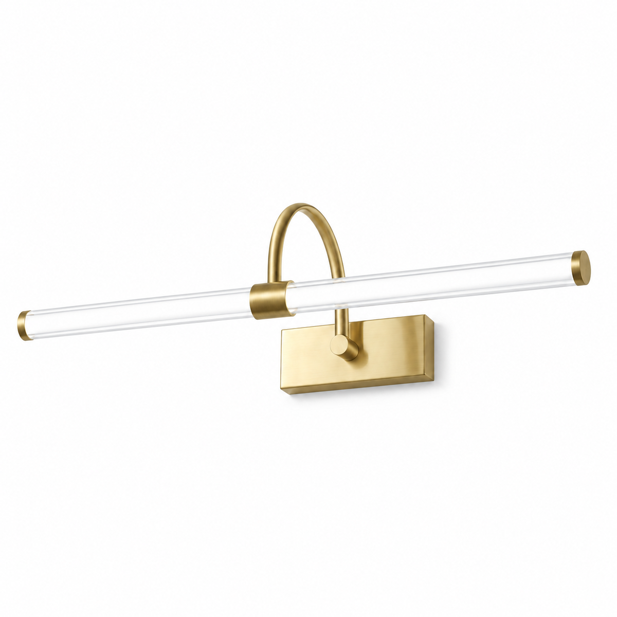 Gold-Toned Arch-Support Tube Picture Light, 410 mm with the light off on a white background