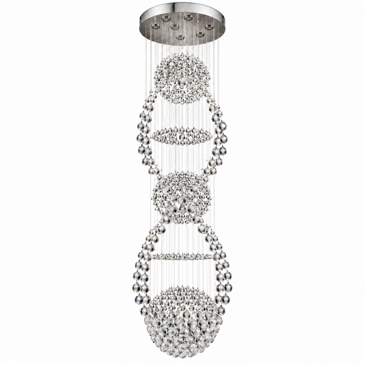Crystal Orbit Cascade Chandelier — studio view