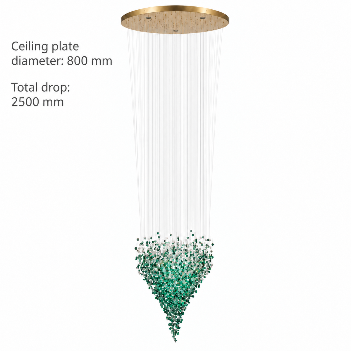 Emerald Stone Cascade Chandelier — dimension guide