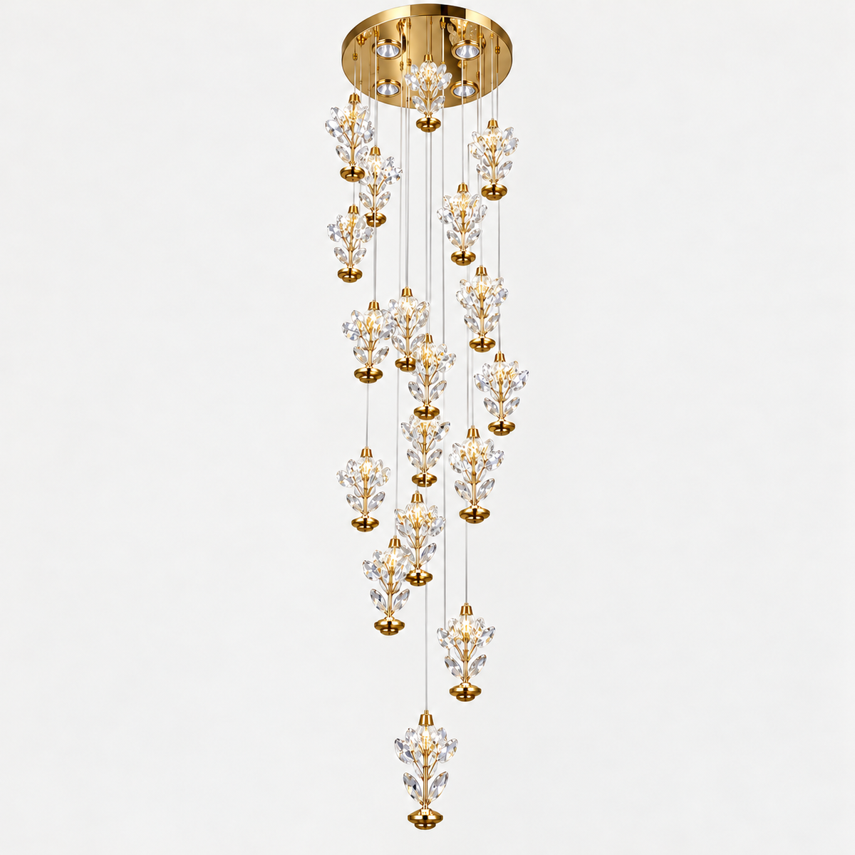 Golden Laurel Cascade Chandelier — studio view
