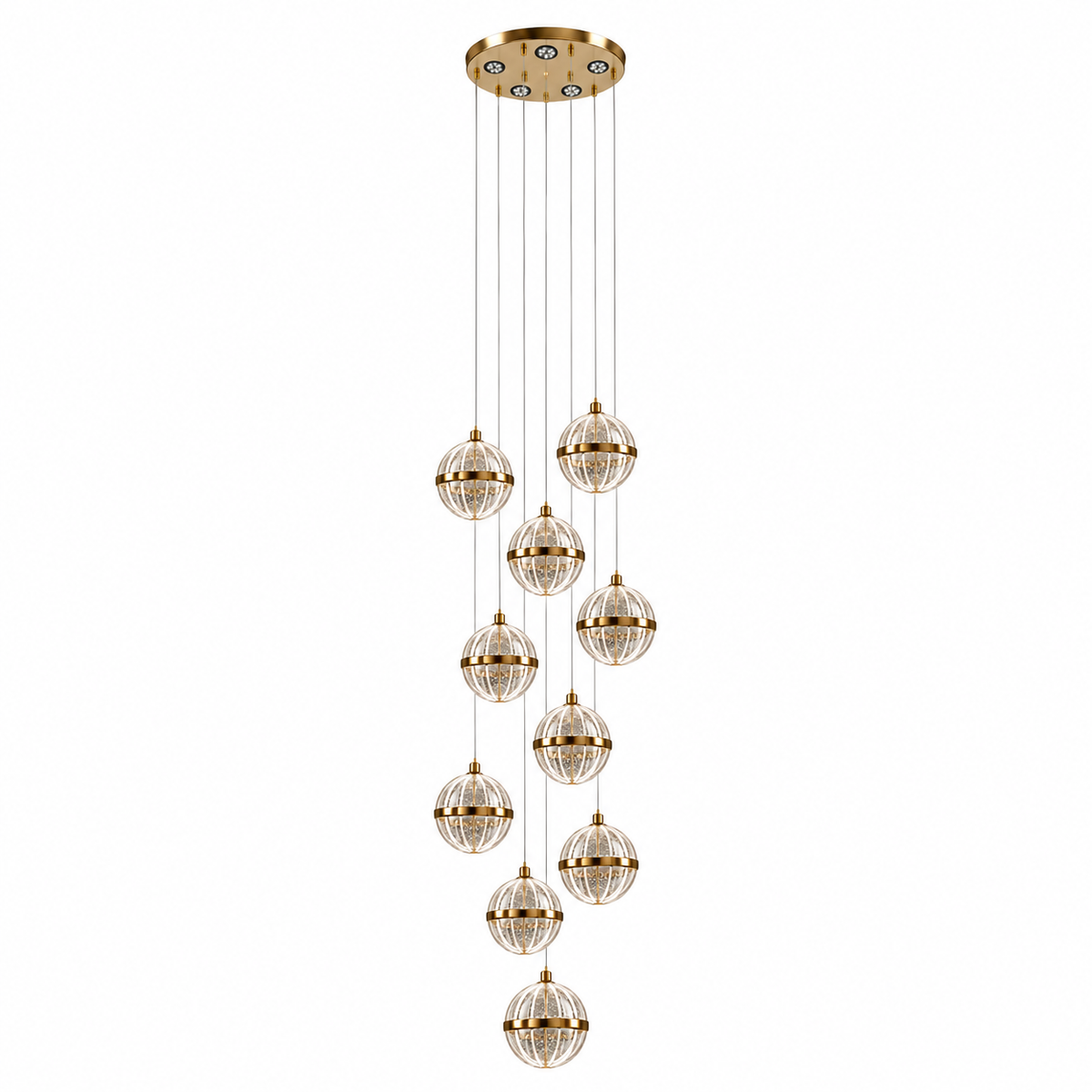 Golden Meridian Cascade Chandelier — studio view