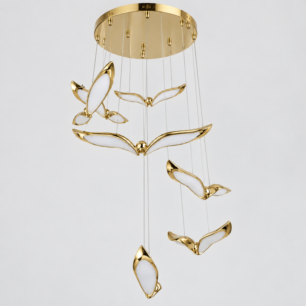 Golden Wing Cascade Chandelier — studio view