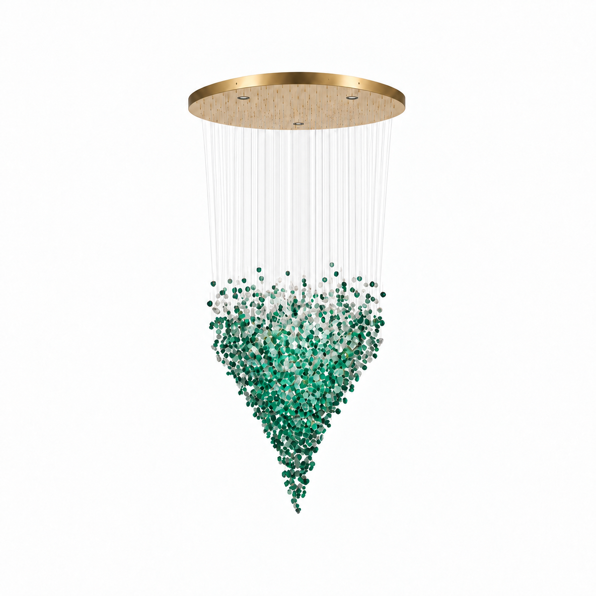 Grand Emerald Stone Cascade Chandelier — studio view
