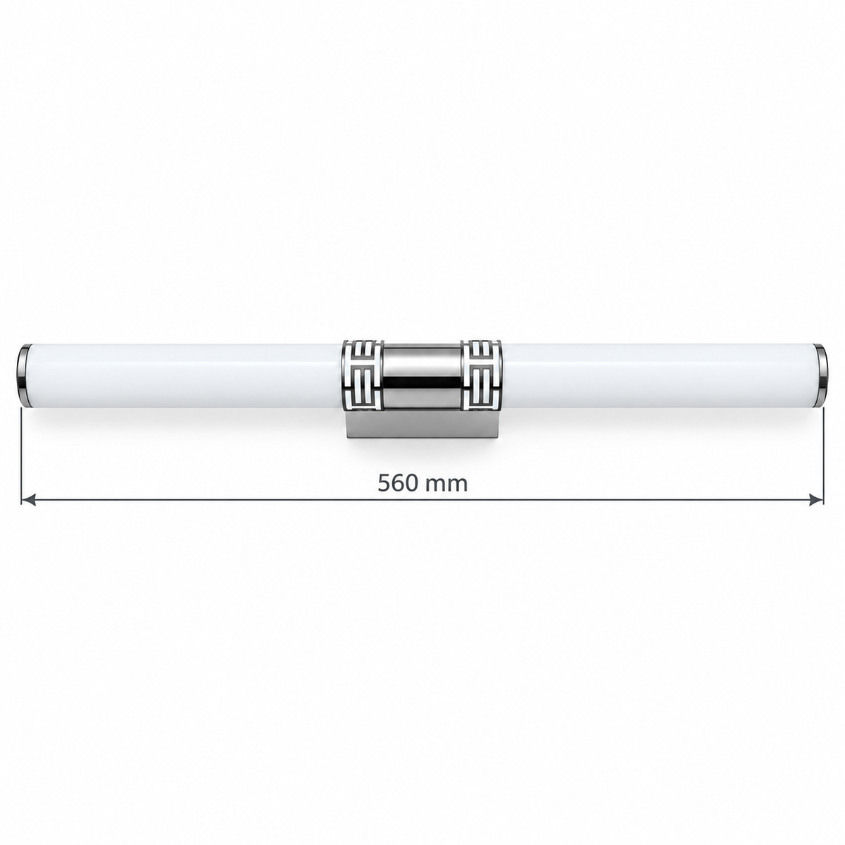 Chrome Twin-Tube Picture Light, 560 mm dimension view showing overall endcap-to-endcap length 560 mm