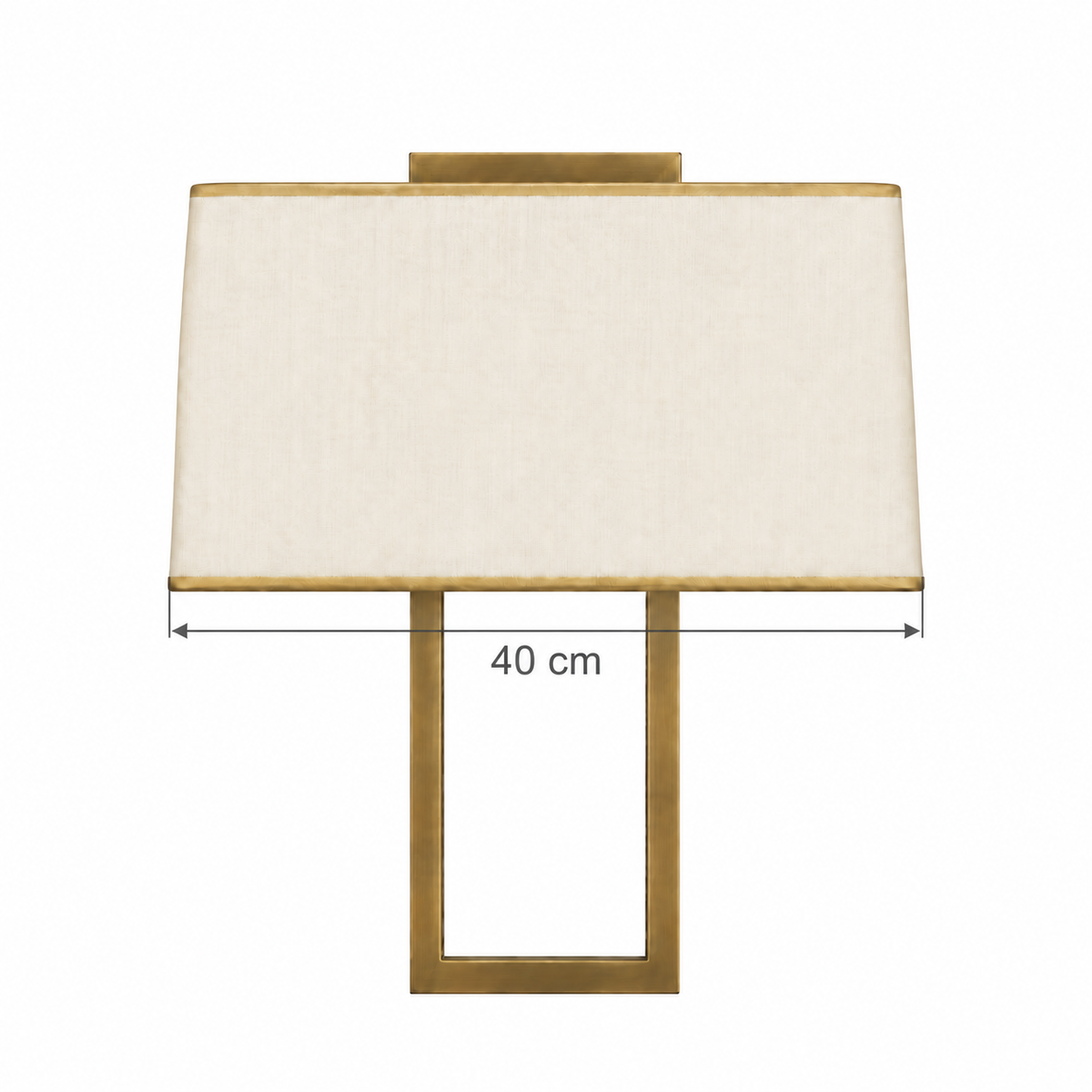 Open Frame Rectangular Shade Wall Light dimension guide showing shade width 40 cm