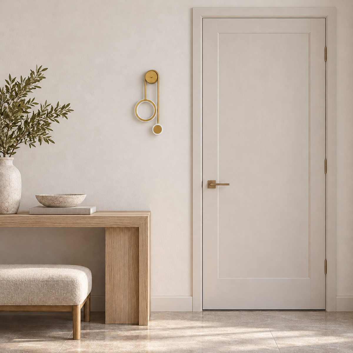 Asymmetric Halo and Disc Wall Light switched off in a daylight interior setting.