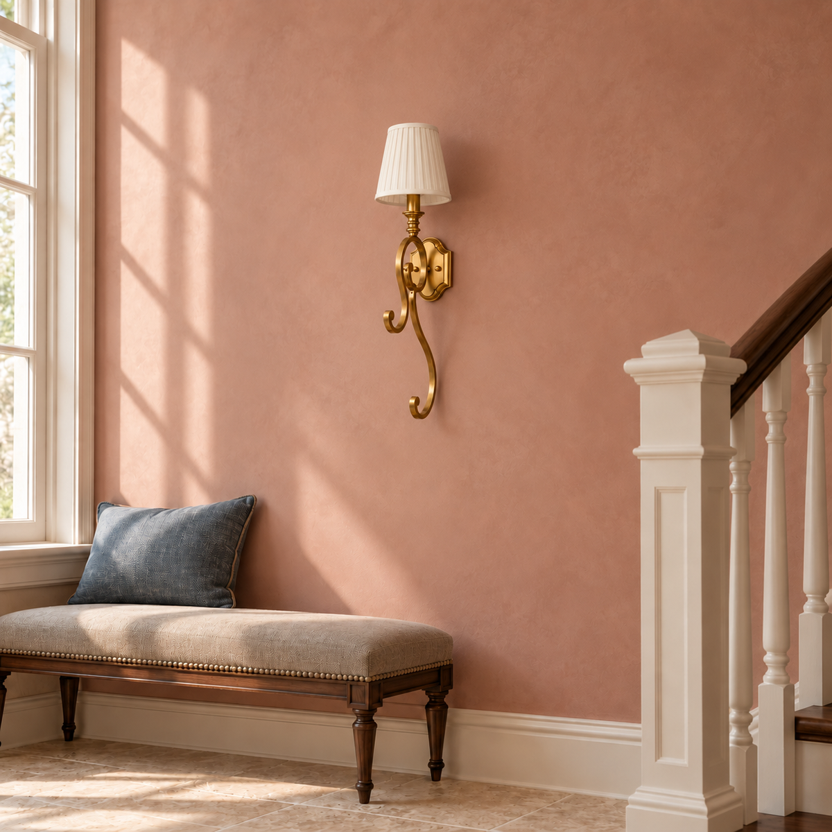 Trailing Ribbon Pleated Wall Light installed in a daylight interior, shown switched off