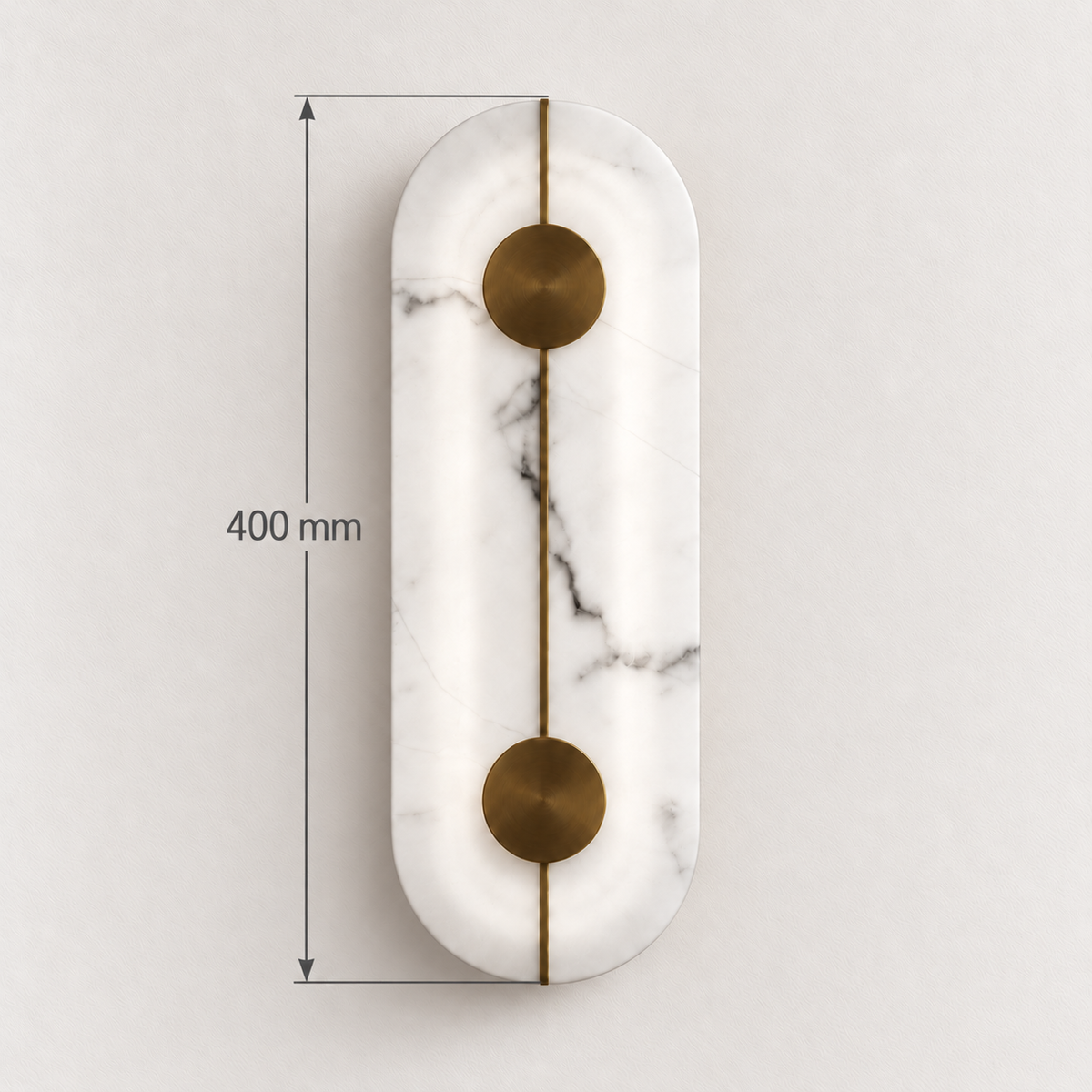 Twin-disc stone-effect capsule wall light showing 400 mm overall height