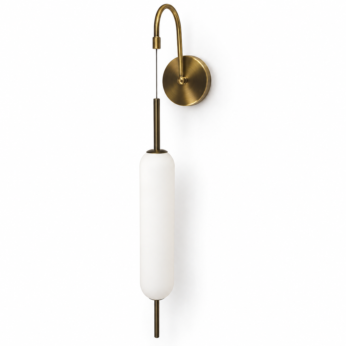 White Capsule Gooseneck Wall Light switched off in a studio view against a plain background.