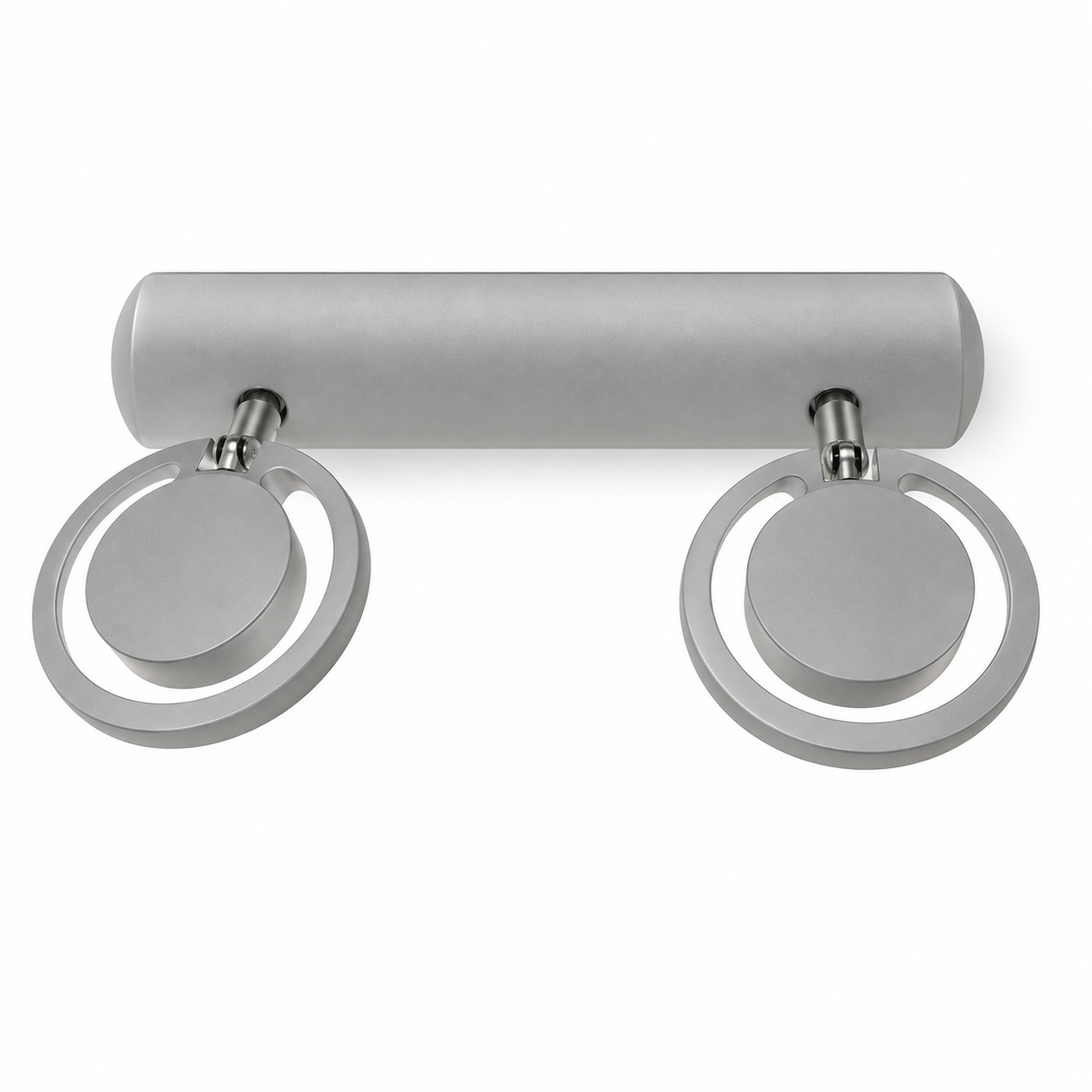 Silver-Toned Ring 2-Spot Picture Light with the light off on a white background