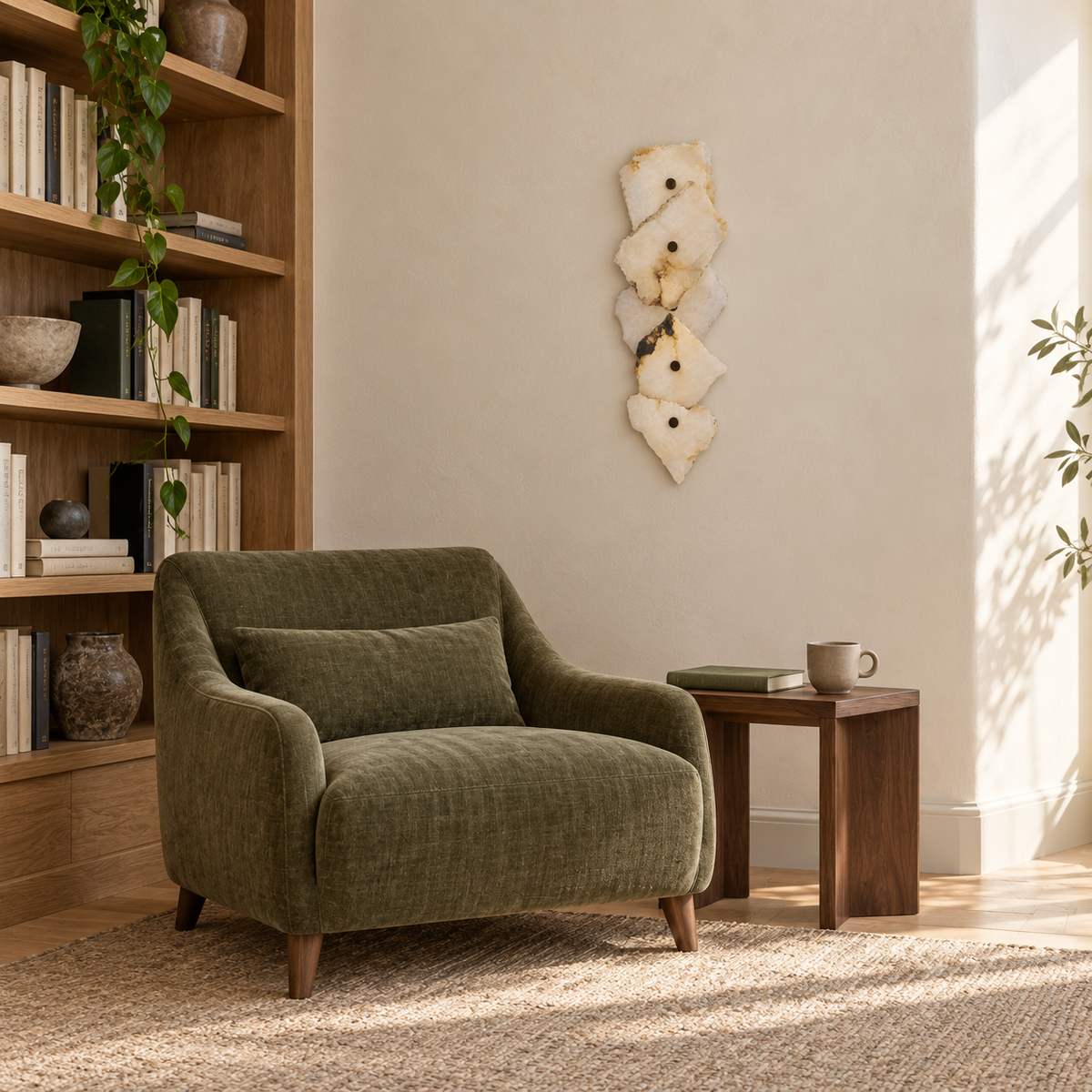 Five-Stone Cascade Wall Light installed in a daylight interior, switched off