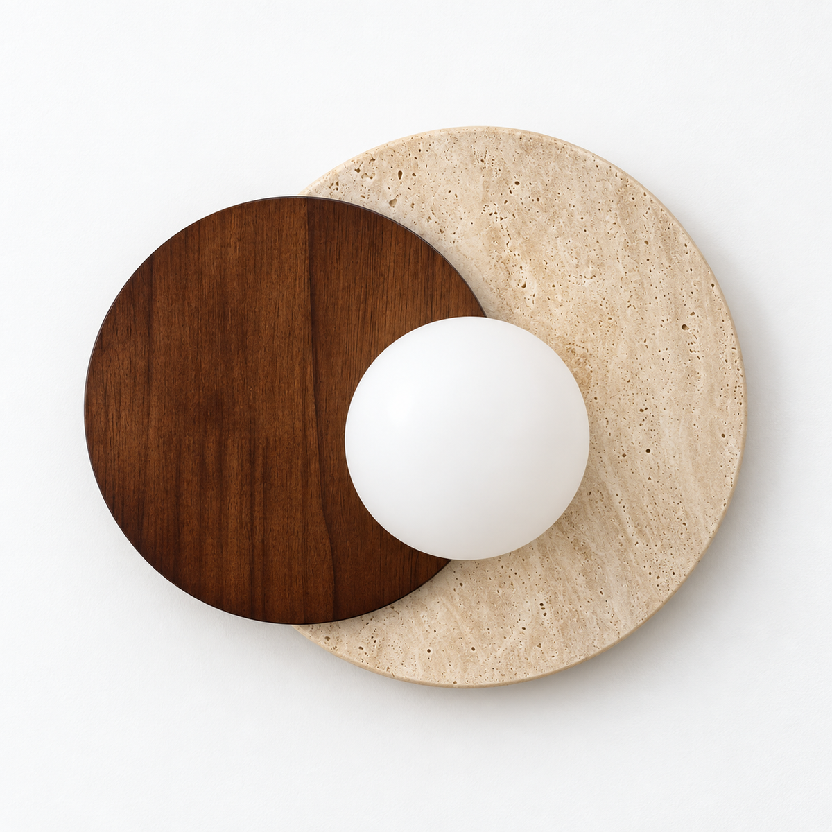 Dark Wood & Marble Globe Wall Light