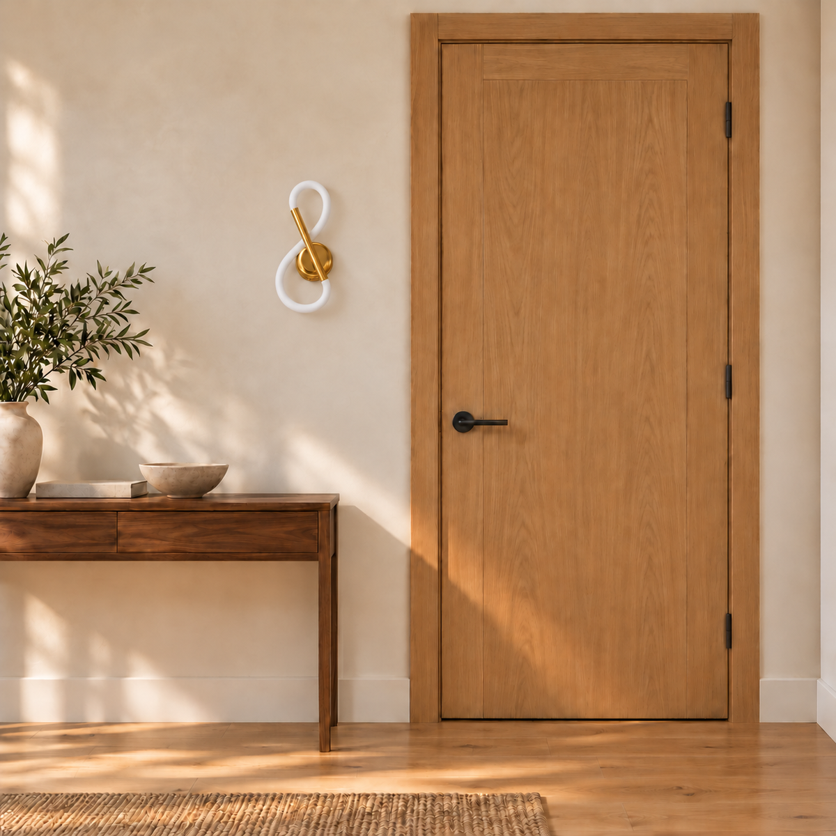 Intertwined Ribbon Loop Wall Light switched off in a daylight interior setting.