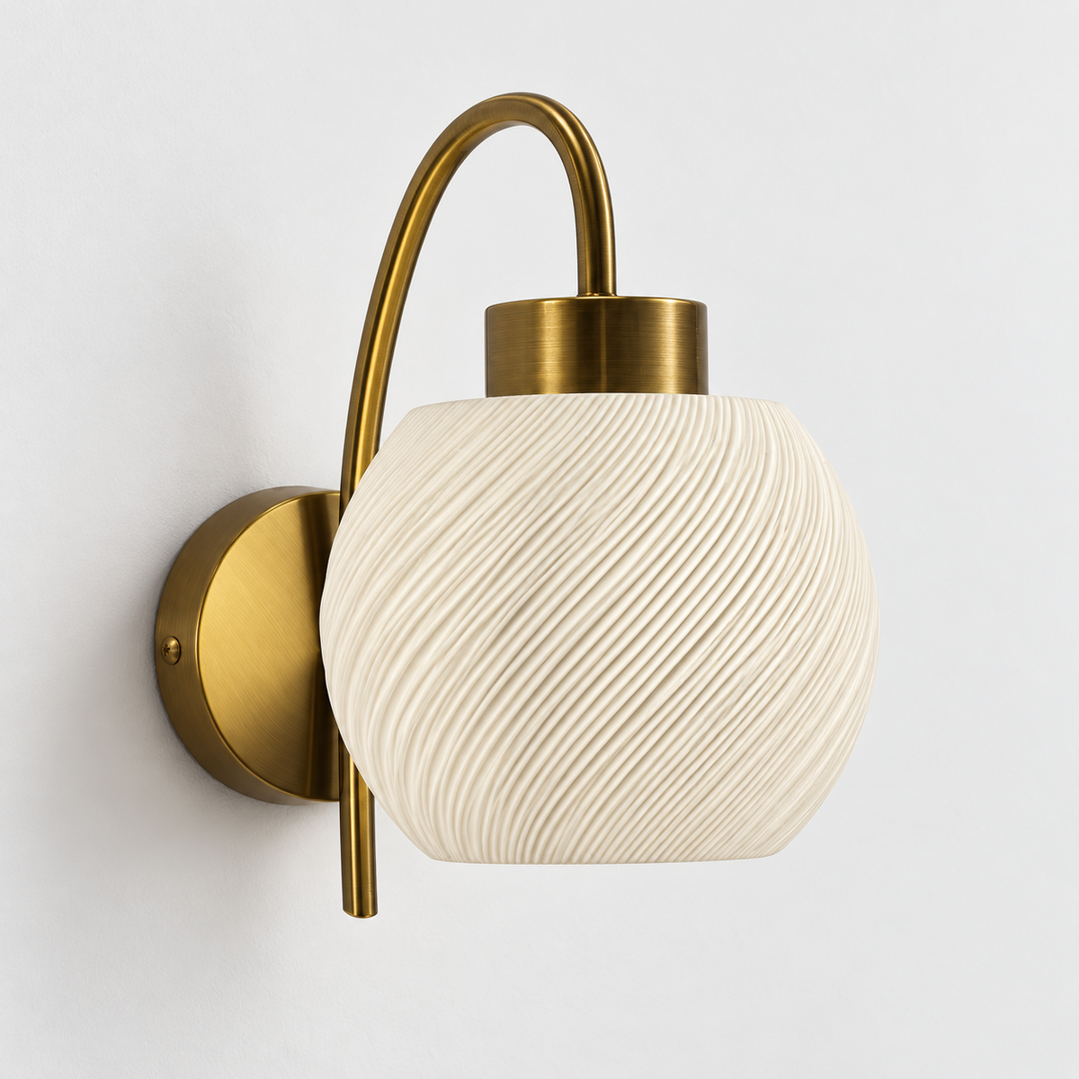 Textured White Globe Wall Light on white background