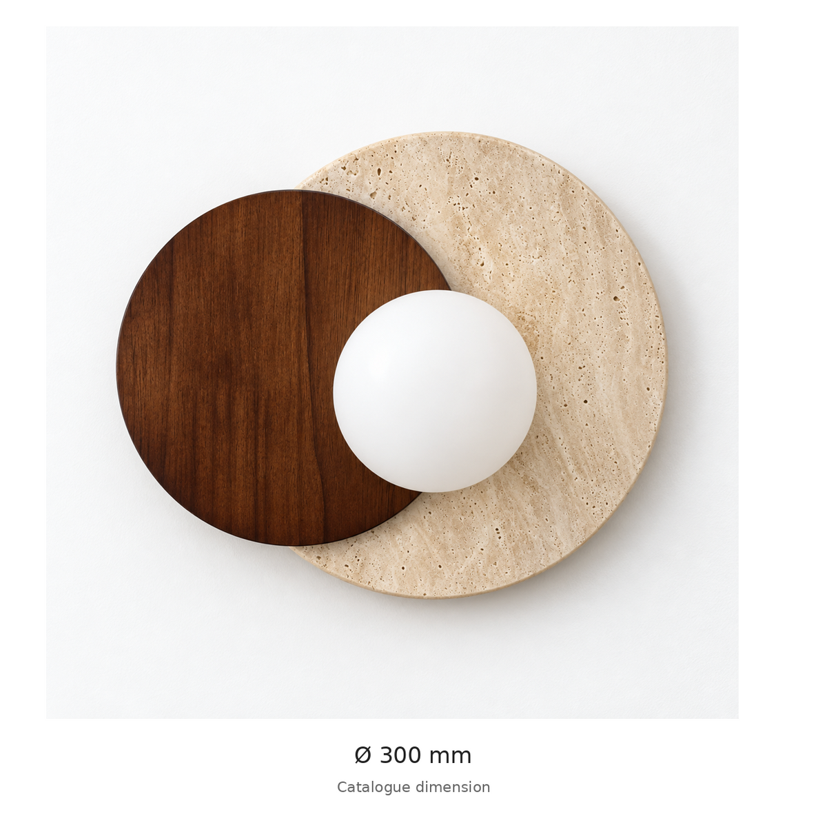 Dark wood and marble wall light catalogue diameter 300 mm