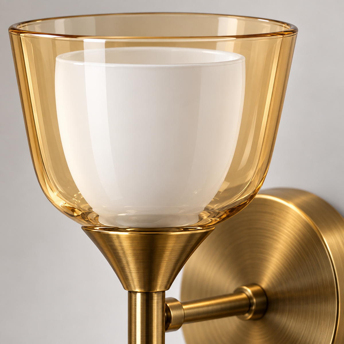 Close-up detail of Amber Double Glass Wall Light