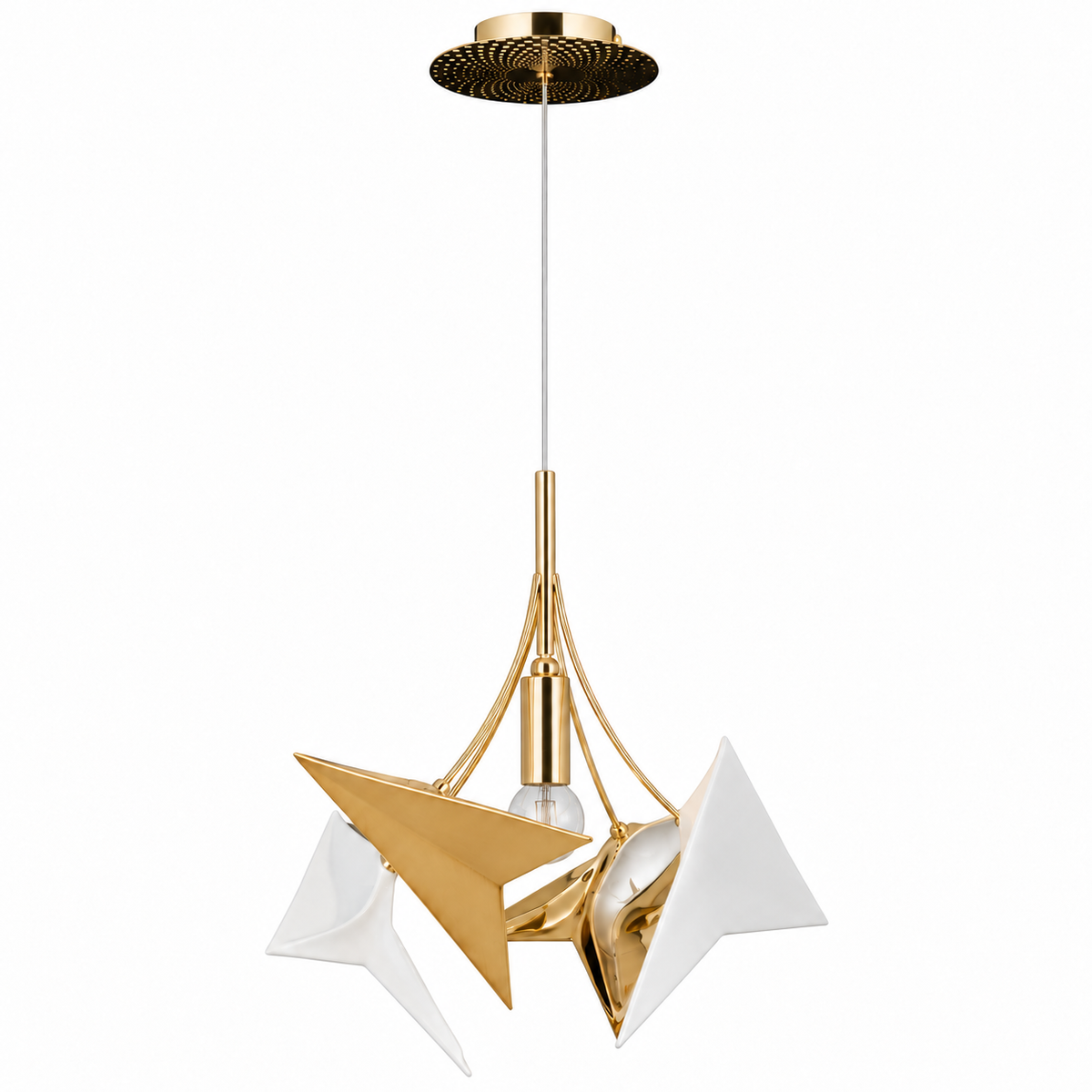 Alata White Ceramic Sculptural Pendant Light, studio view on white