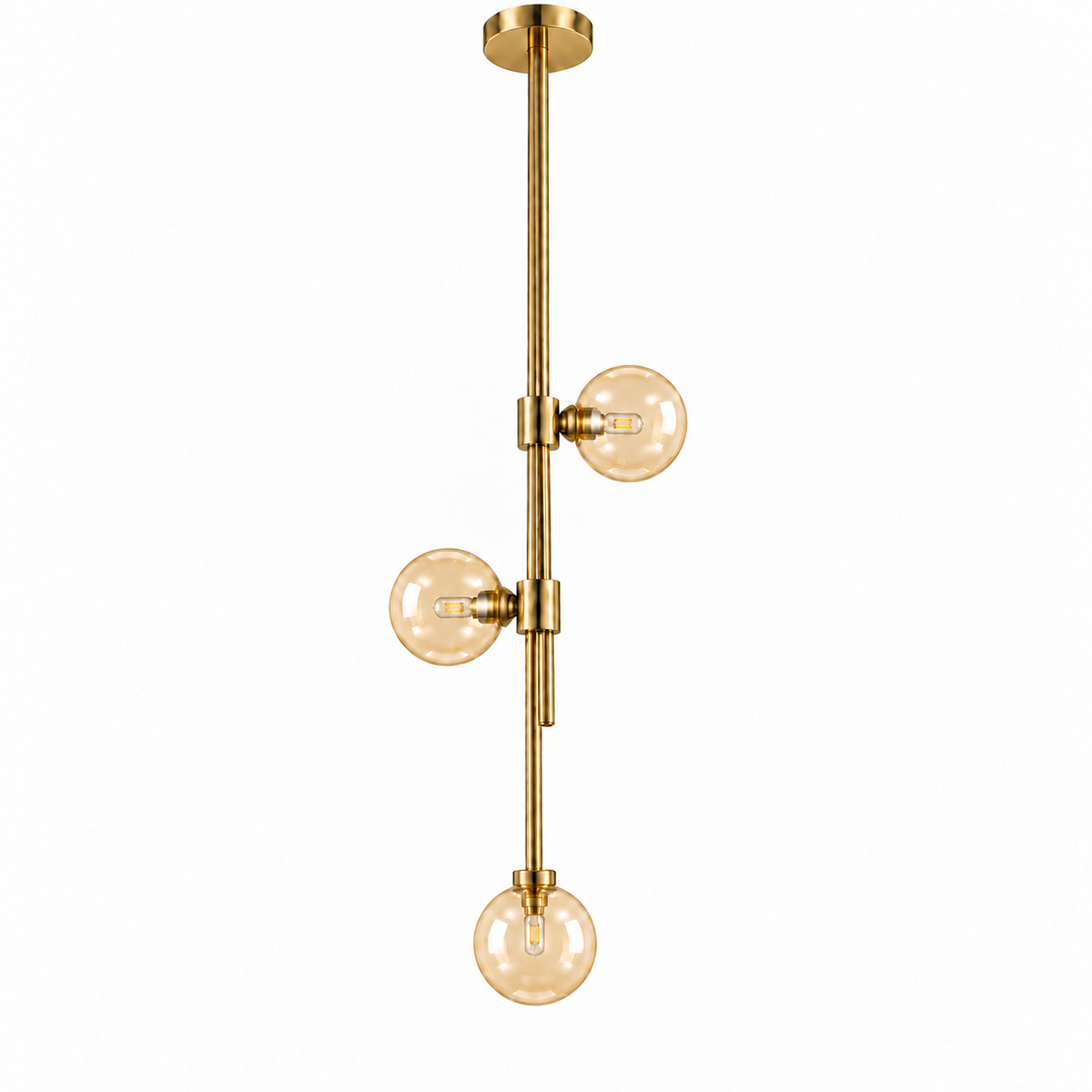 Amara Amber Globe Vertical Chandelier, studio view on white
