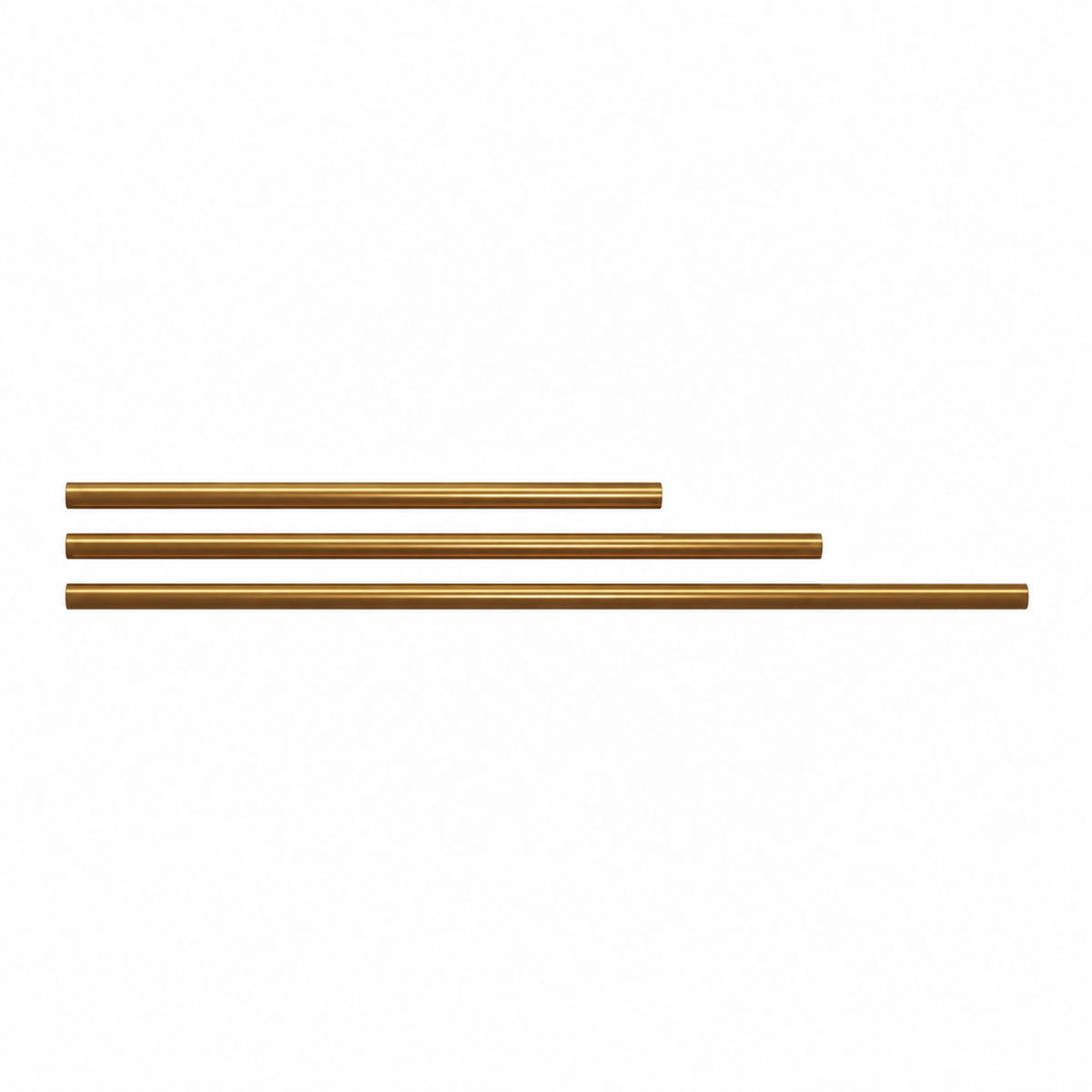 Amber ALU tube family image showing three gold-coloured tubes together; sizes are separate options and the image is not to scale.