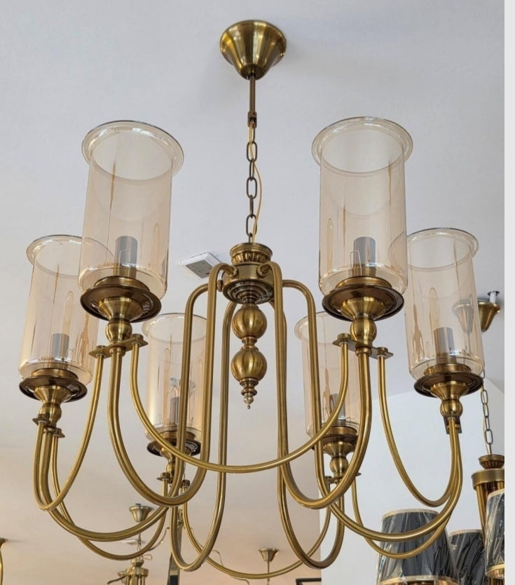 Amber cylinder glass AB 6-light chandelier original product reference