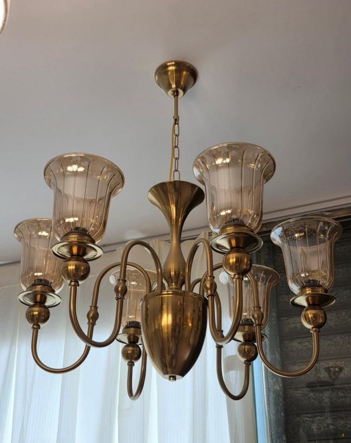 Amber glass AB 6-light chandelier original product reference