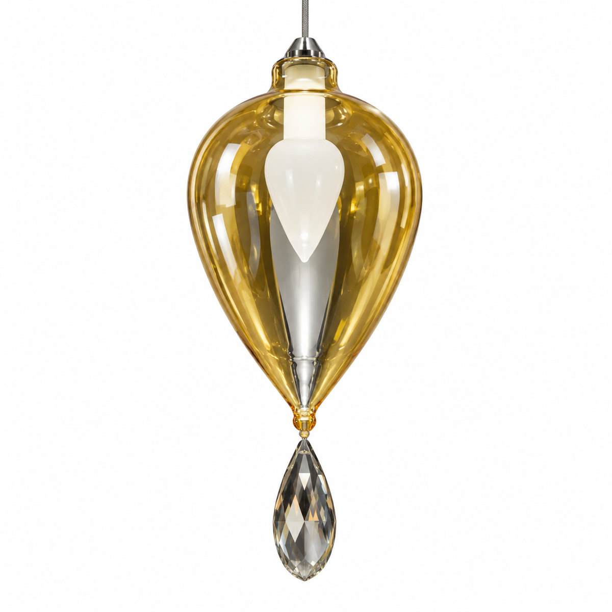 Amber Teardrop Single Pendant, unlit studio view