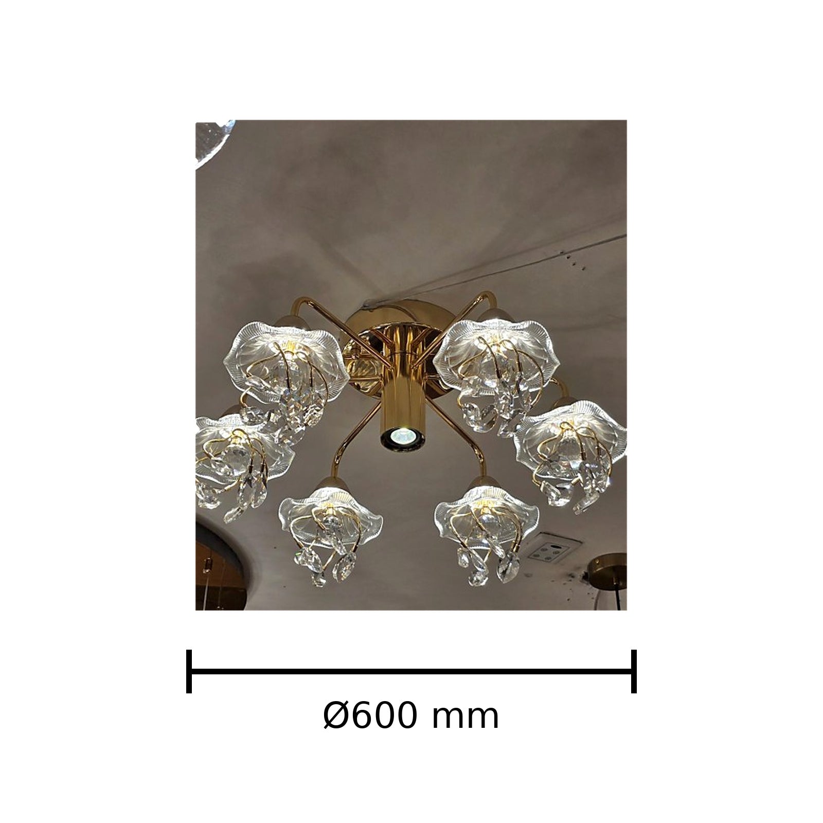 Crystal Petal Ceiling Chandelier 6 Light dimension image, Ø600 mm