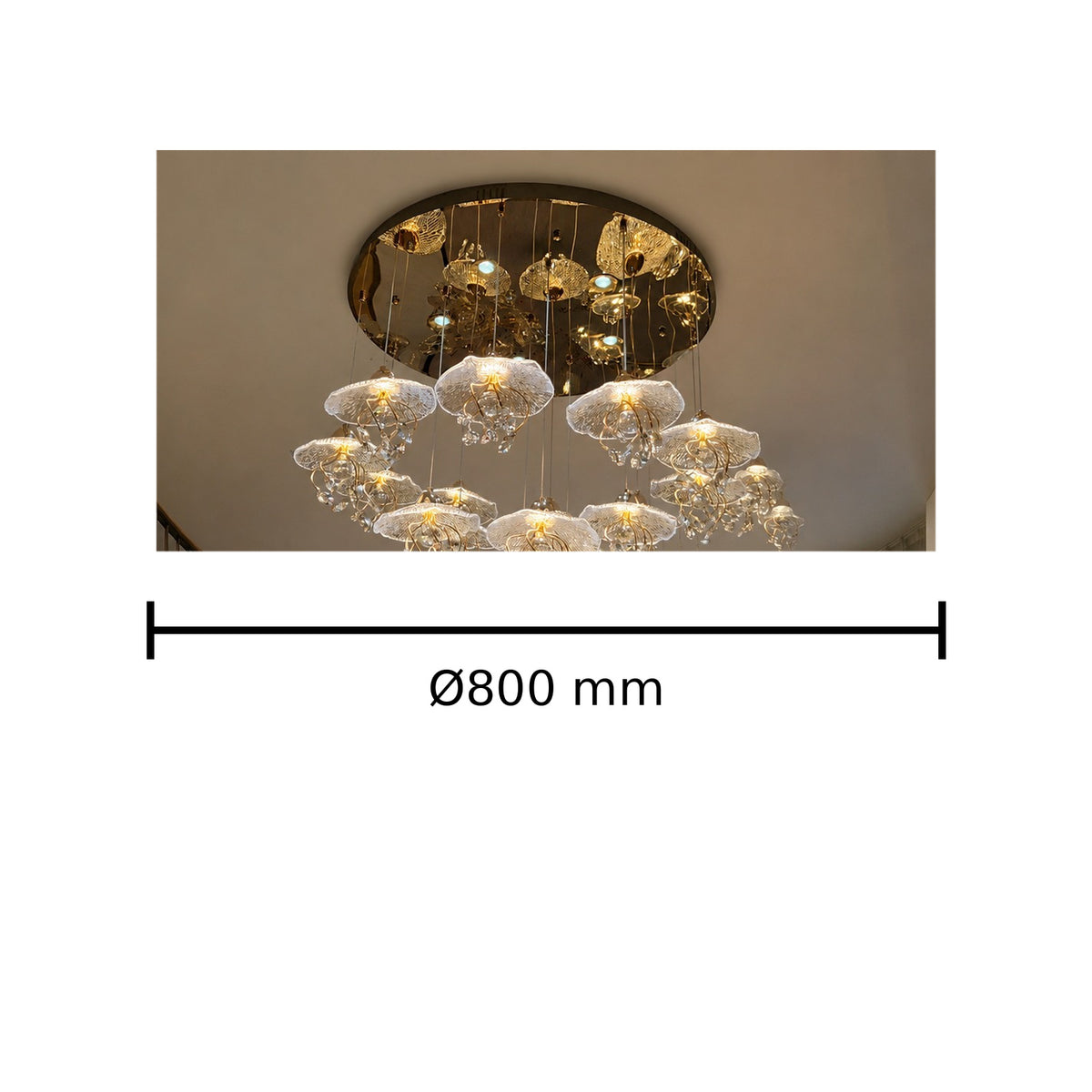 Crystal Petal Chandelier 16 Light dimension image, Ø800 mm