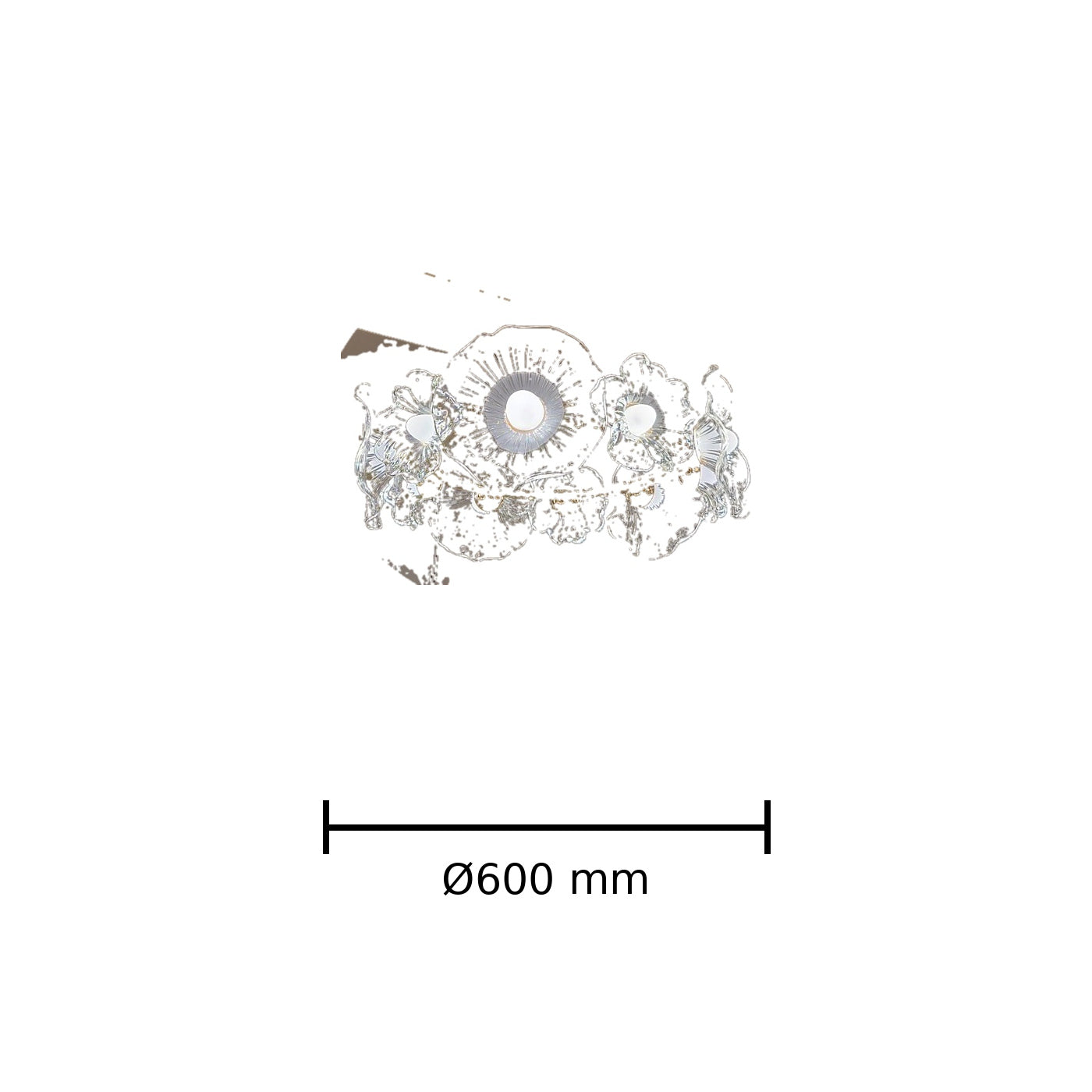 Floral Crystal Glass Chandelier dimension image, Ø600 mm