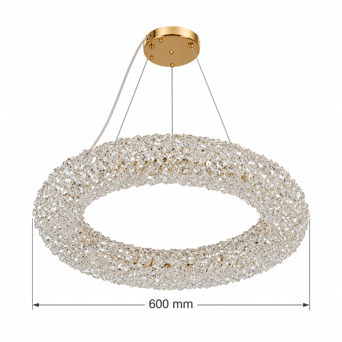 Aureole Crystal Halo Chandelier, confirmed dimension diagram