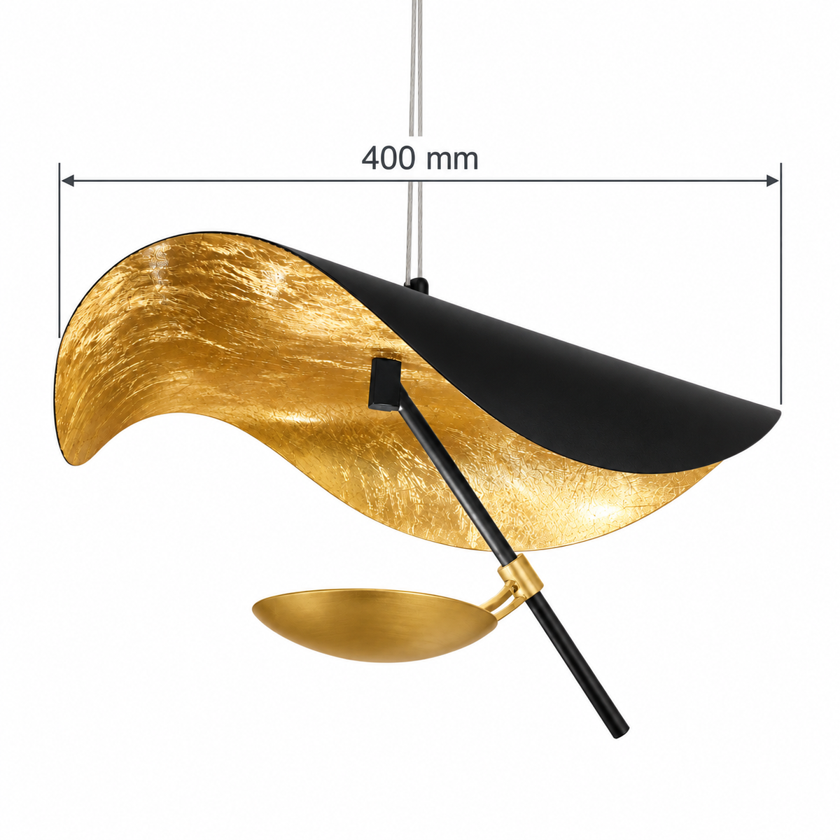 Avela Sculpted Iron Shade Pendant Light, confirmed dimension diagram