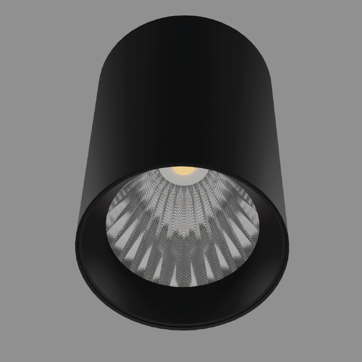 BARREL black-body cylindrical surface downlight with a faceted reflector, faithful original reference; representative wattage, white-body image unavailable.