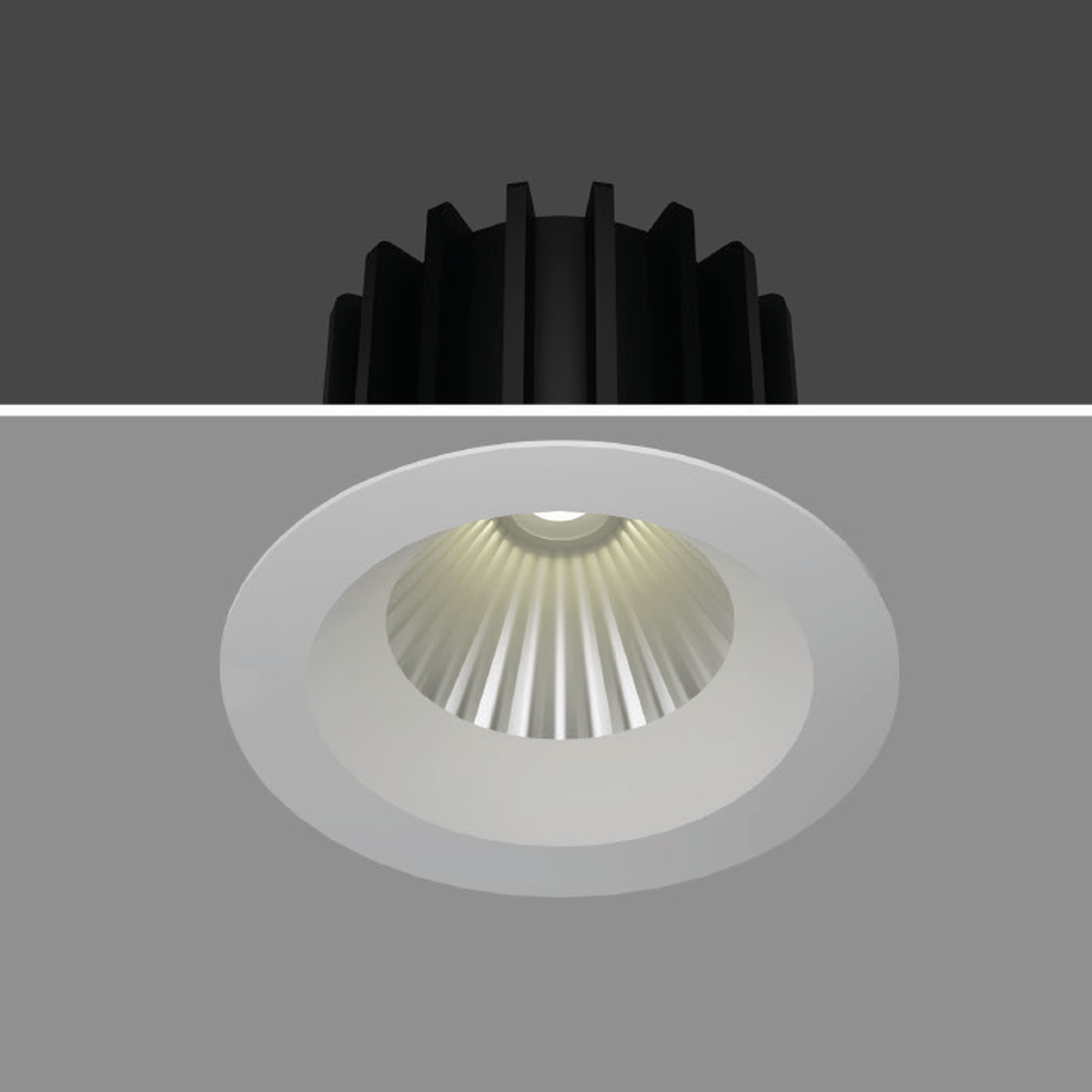 TRUE LIGHT BEAKER recessed downlight, original white-body reference; selected body finish may differ.