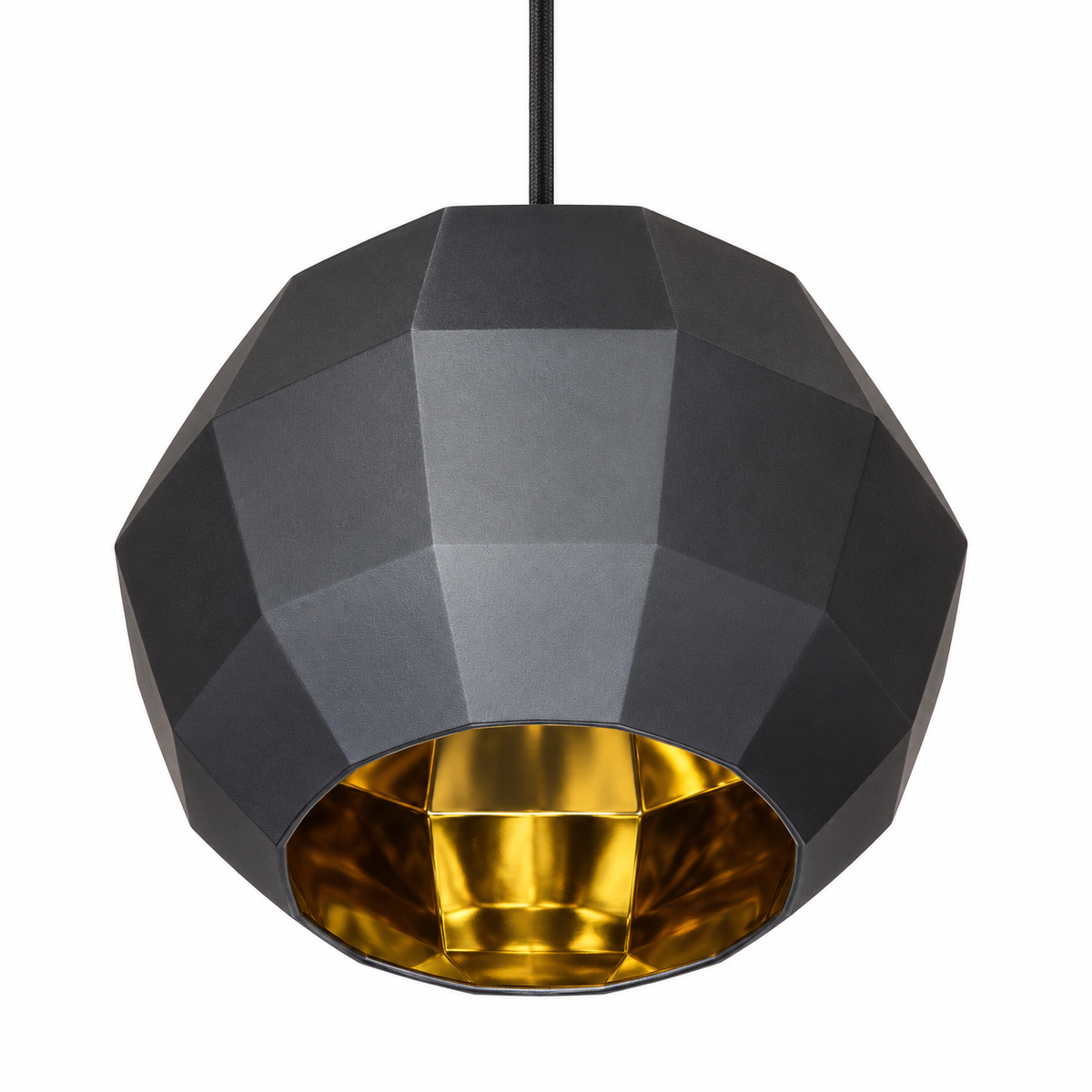 Black & Gold Faceted Pendant, unlit studio view