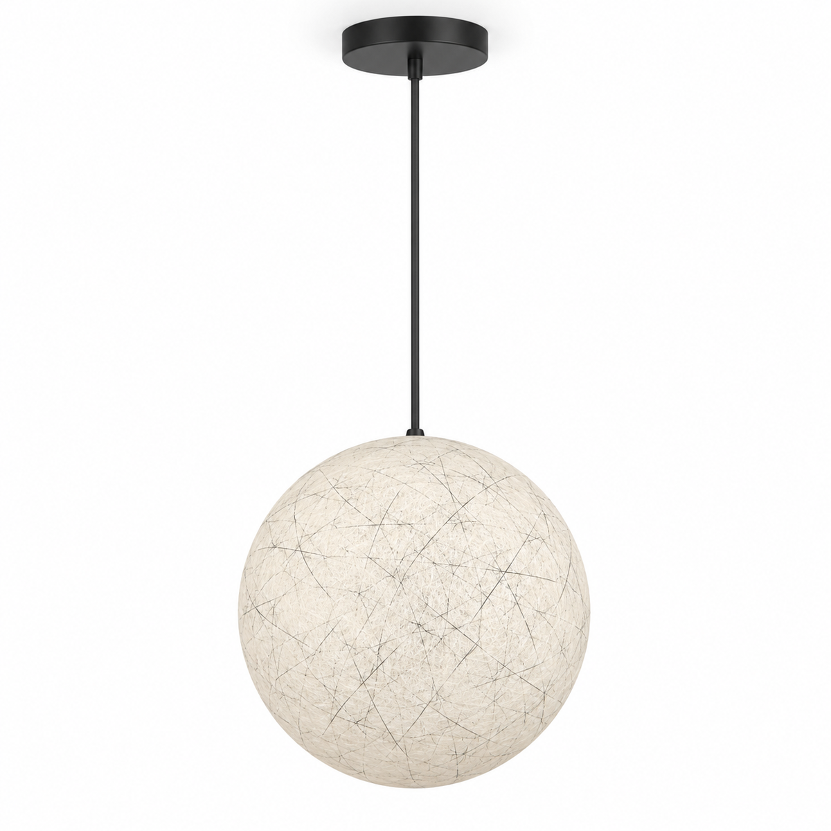 Black-Line Fibre Globe Pendant, unlit studio view
