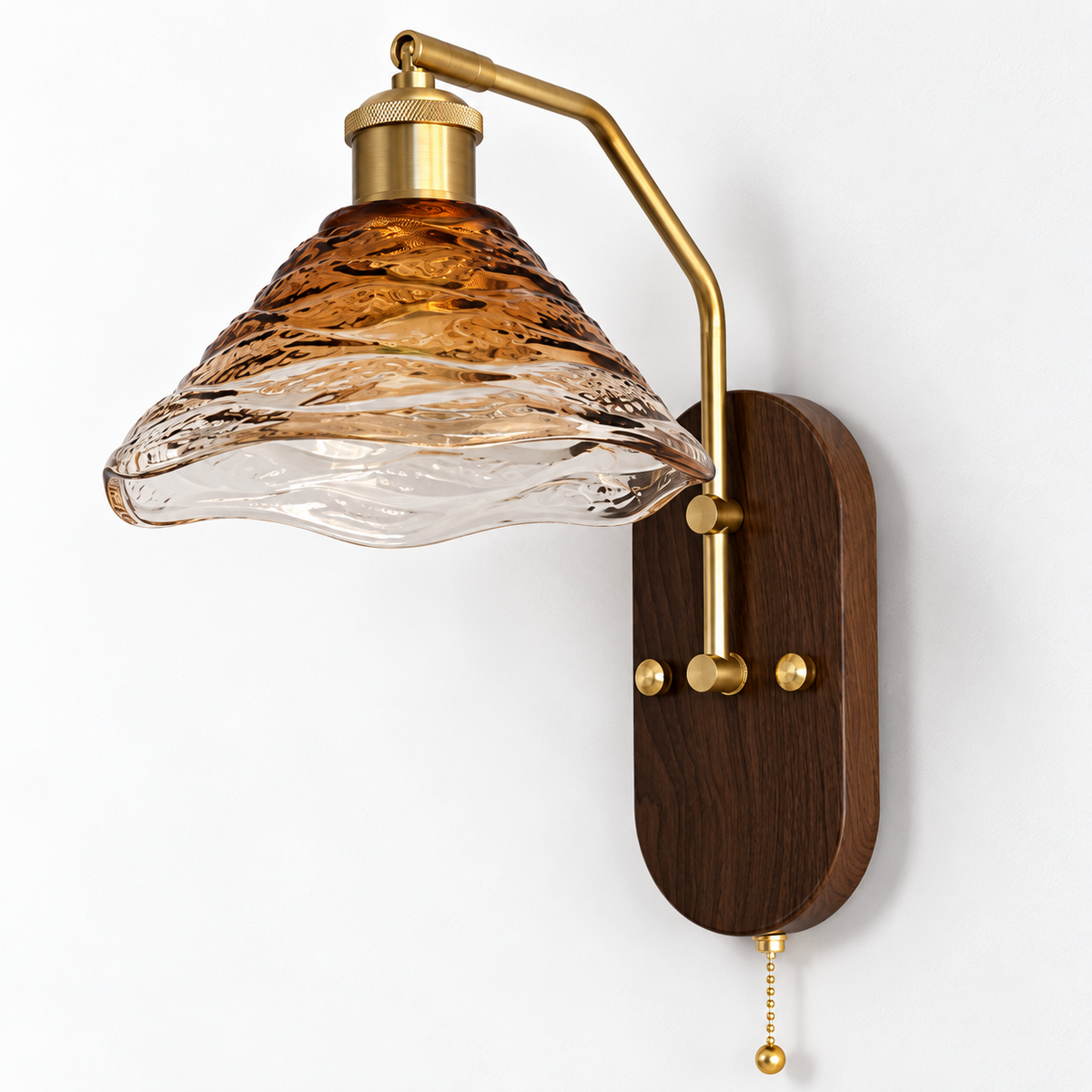 Imperial Emporio amber and clear textured glass wood wall light C3703 on white background