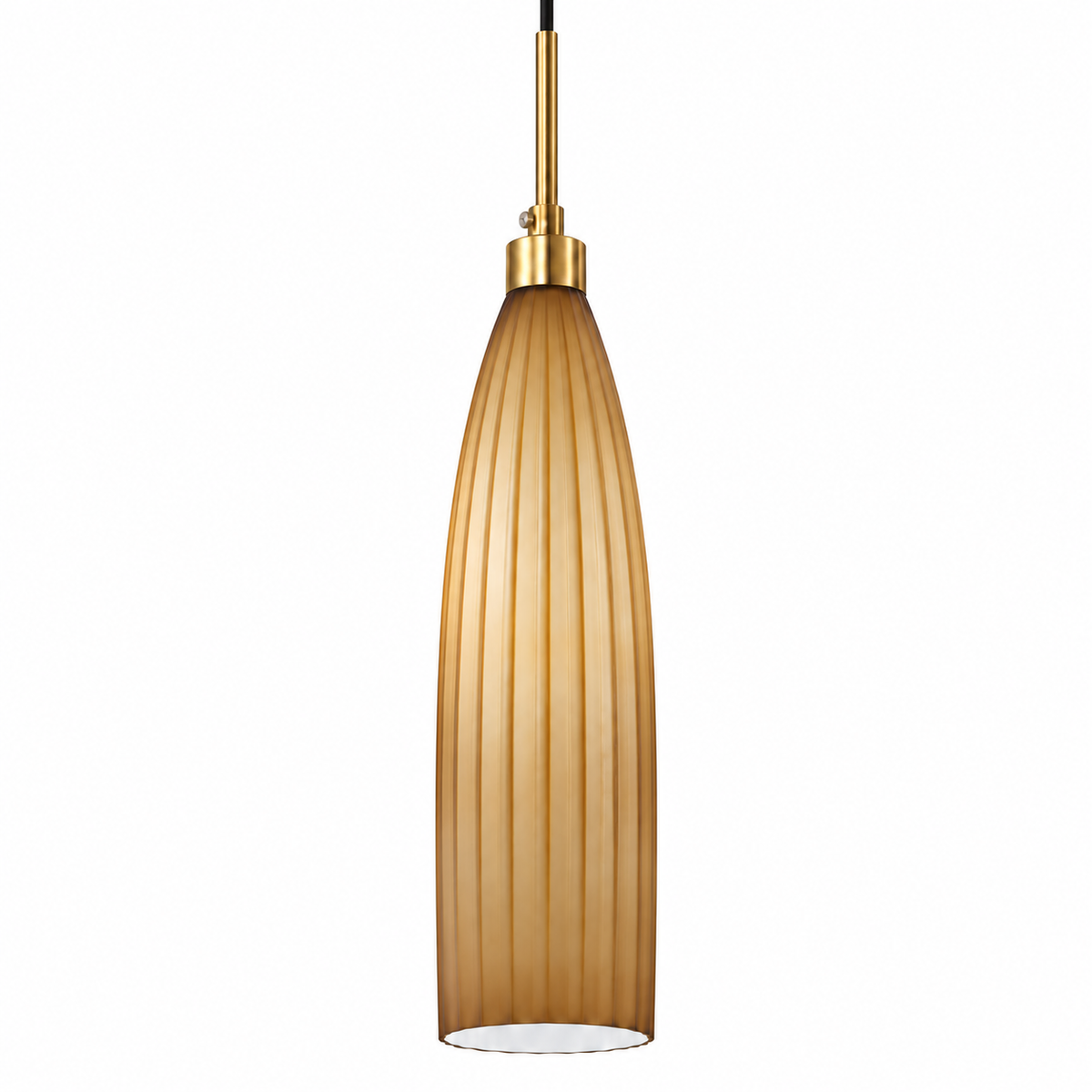 Costella Brown Fluted Taper Pendant Light, studio view on white