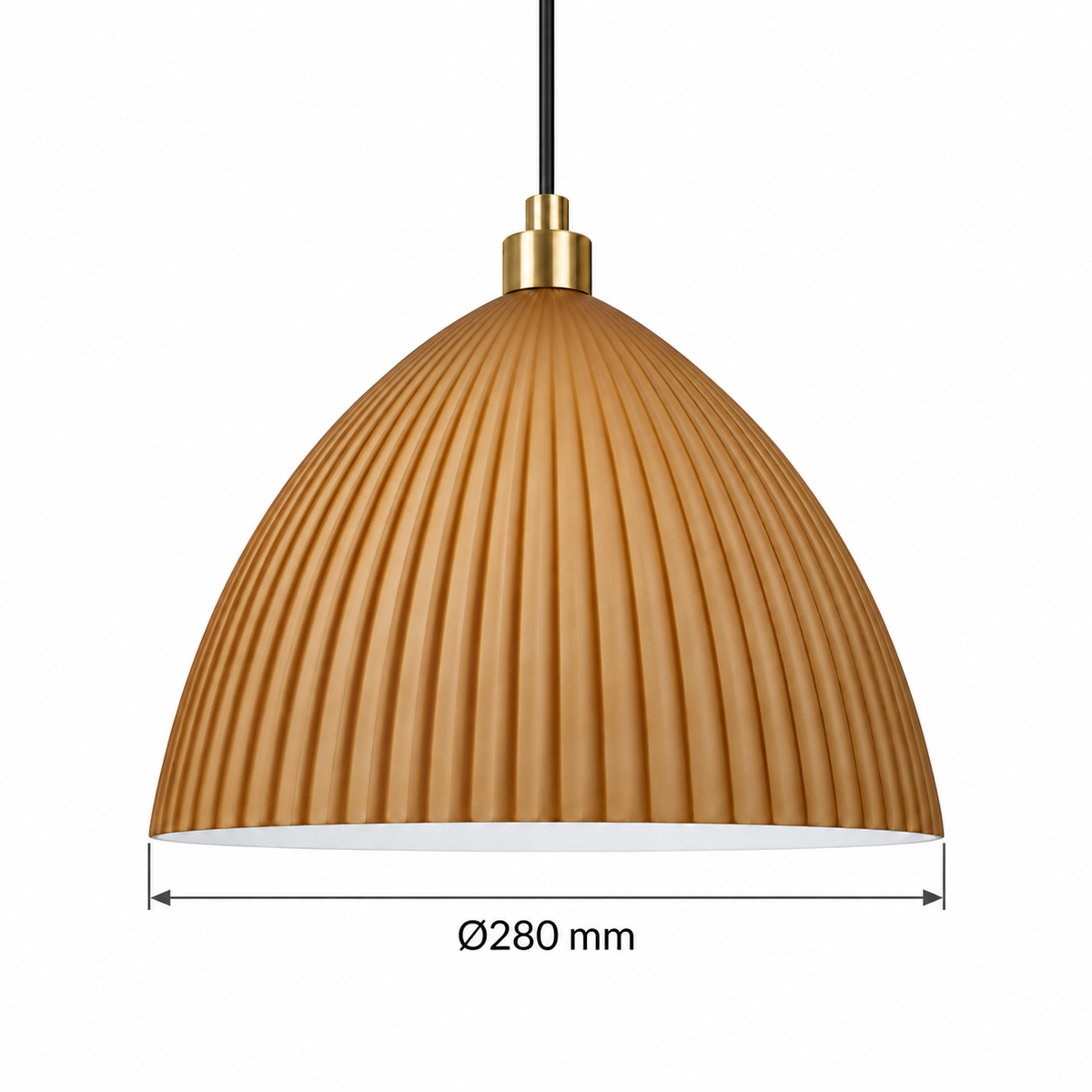 Costella Large Brown Fluted Dome Pendant Light, confirmed dimension diagram