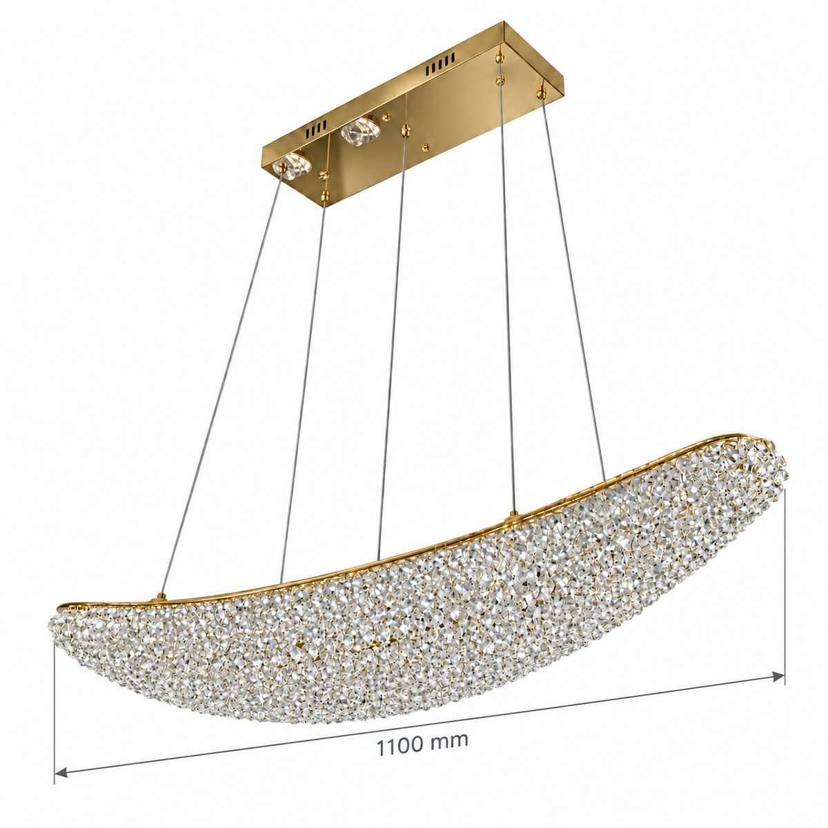 Crescent Crystal Linear Chandelier, confirmed dimension diagram