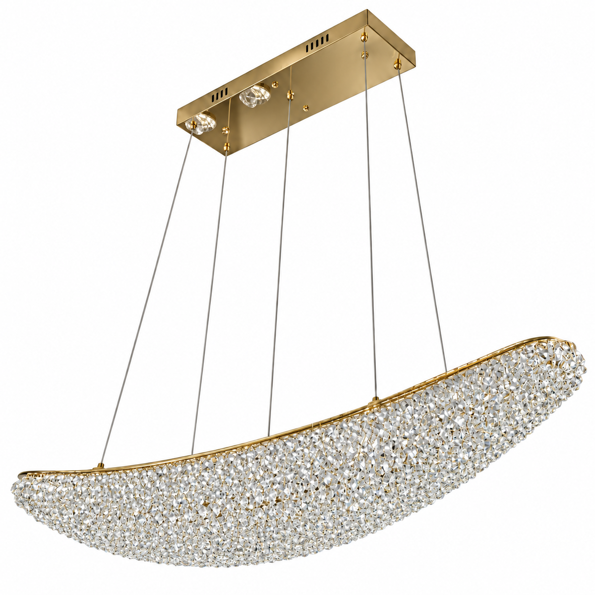 Crescent Crystal Linear Chandelier, studio view on white