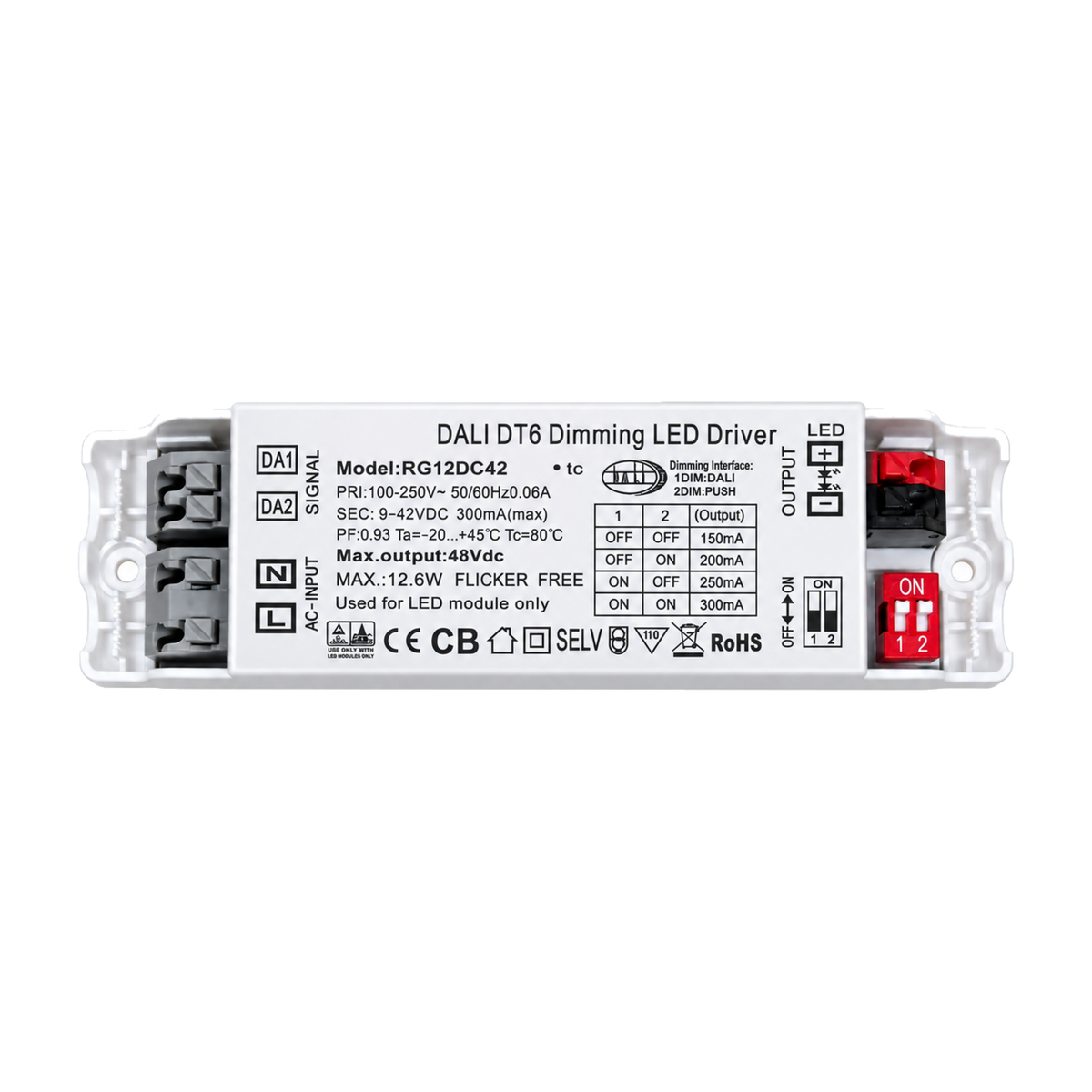 DALI DT6 constant current LED driver RG12DC42 selectable 150mA to 300mA