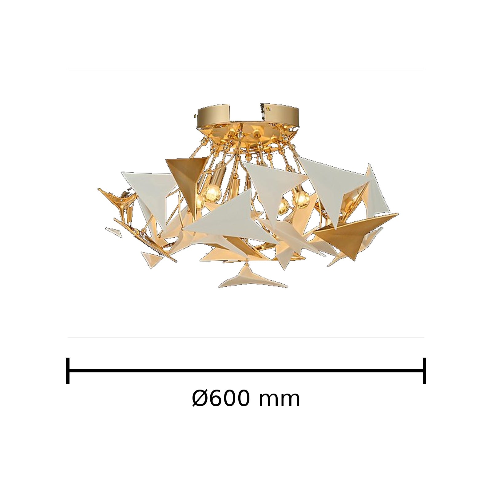 Origami Ceramic Ceiling Light dimension image, Ø600 mm