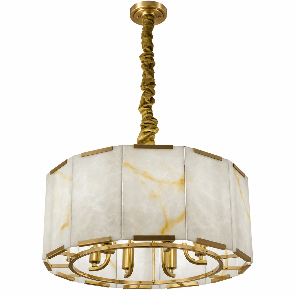 Elara Faux-Stone Drum Pendant Light – studio view on white
