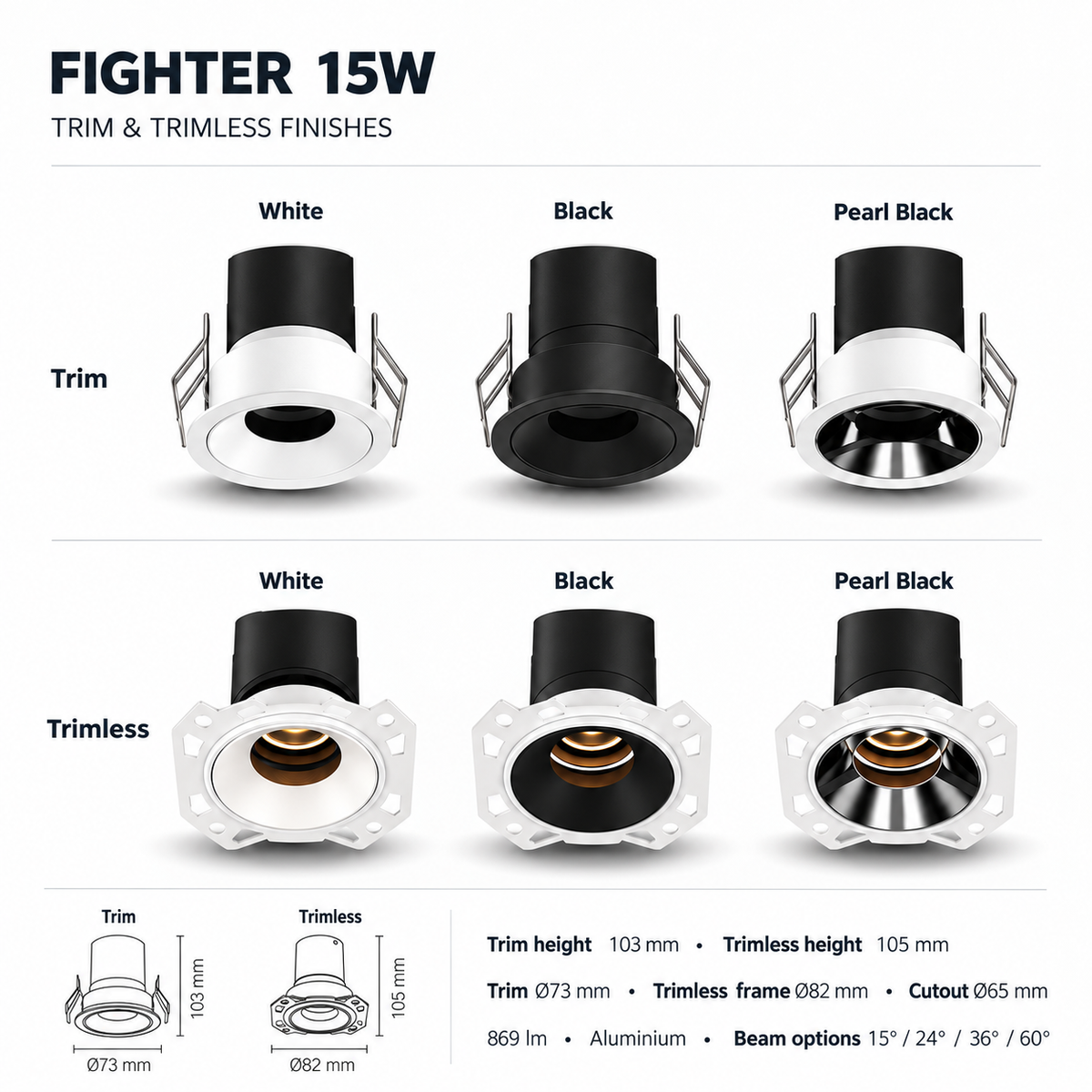 FIGHTER 15W Trim Adjustable Recessed Downlight