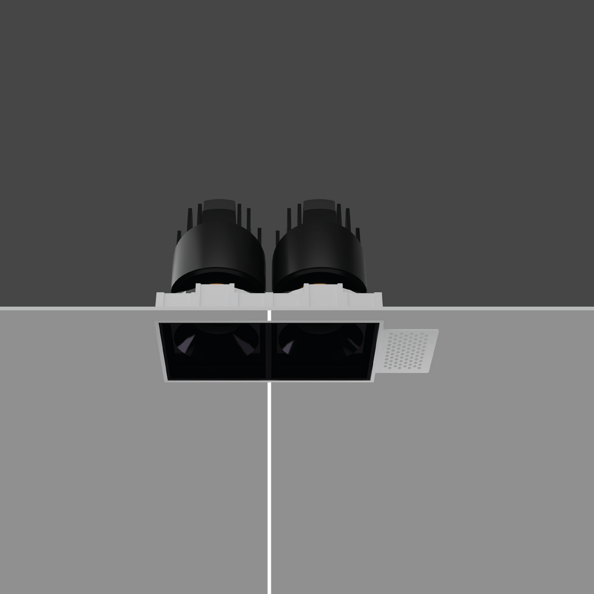 FLARE DOUBLE-T twin trimless downlight — representative installed view