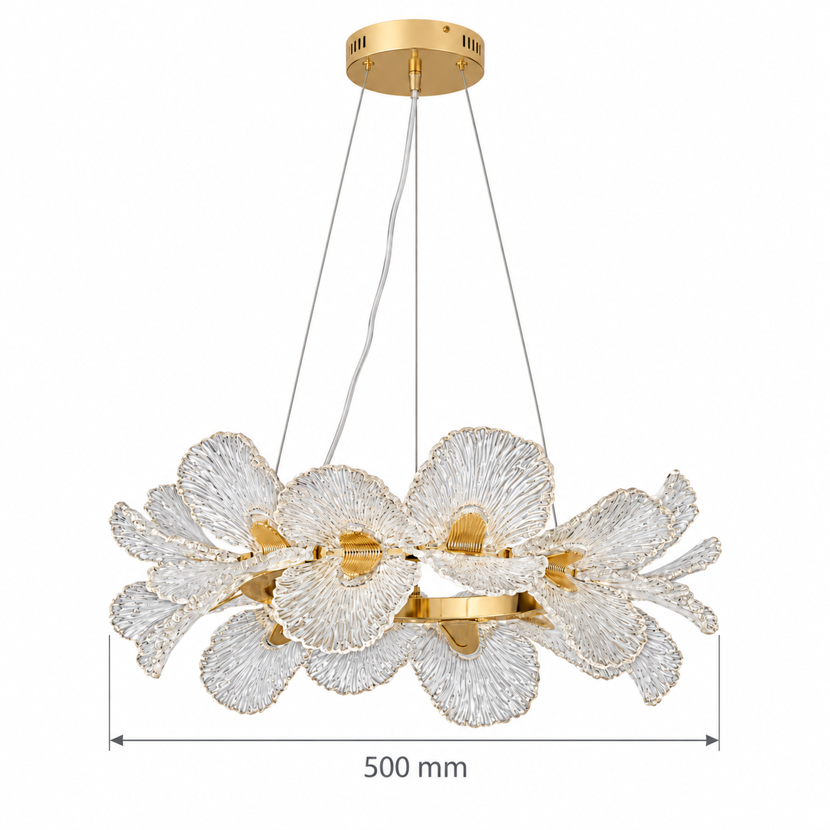 Florielle Sculpted Petal Chandelier, confirmed dimension diagram